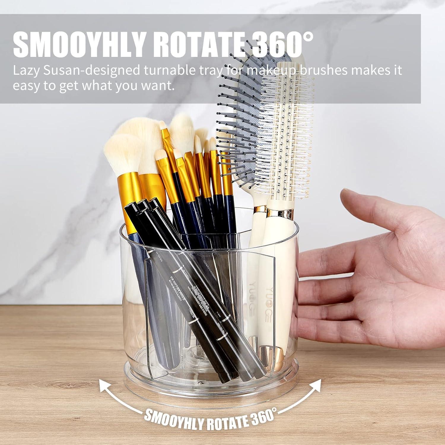 Organizador de Brochas de Maquillaje VANZAVANZU 360° Transparente