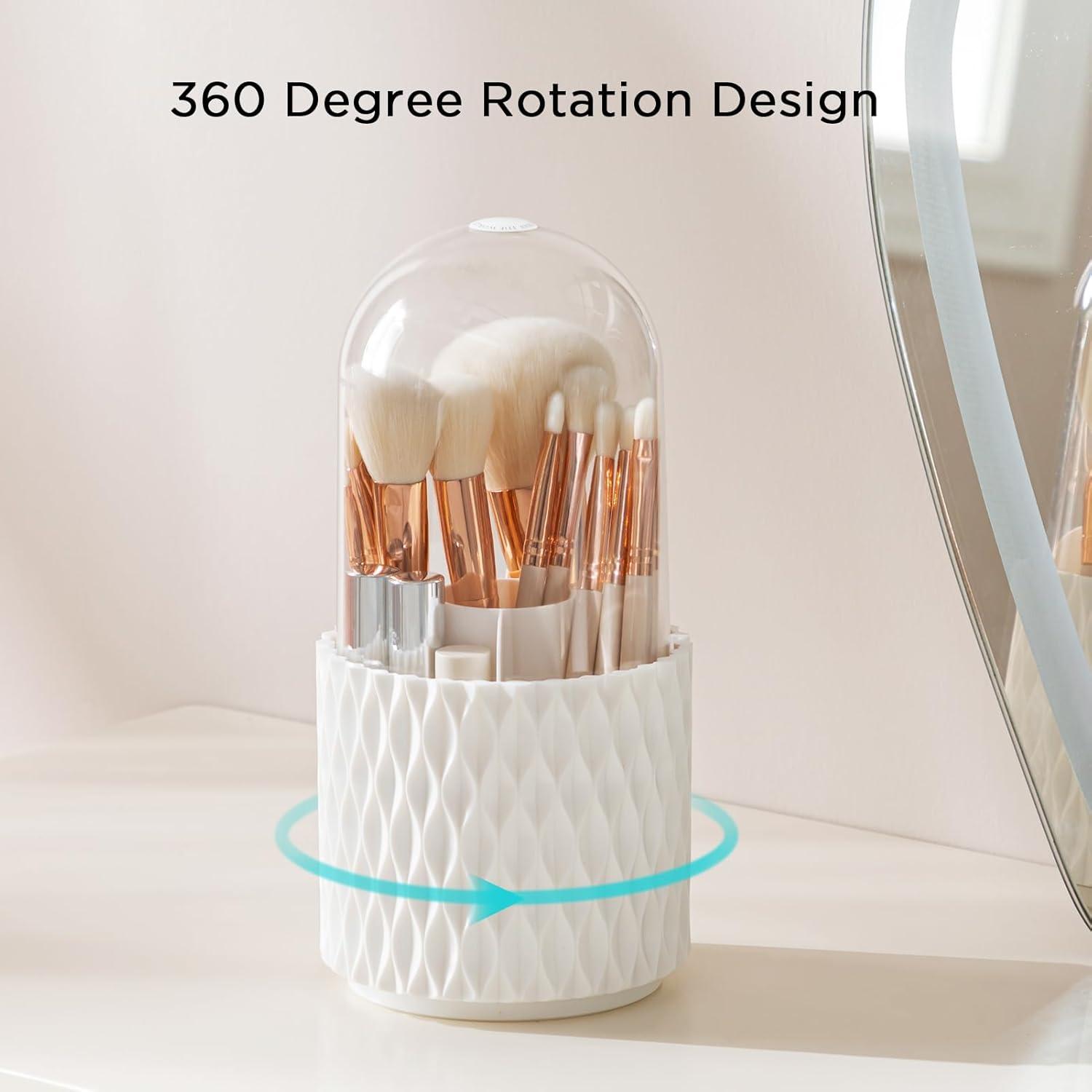 Soporte para Brochas de Maquillaje HBlife Blanco 360 Rotatorio