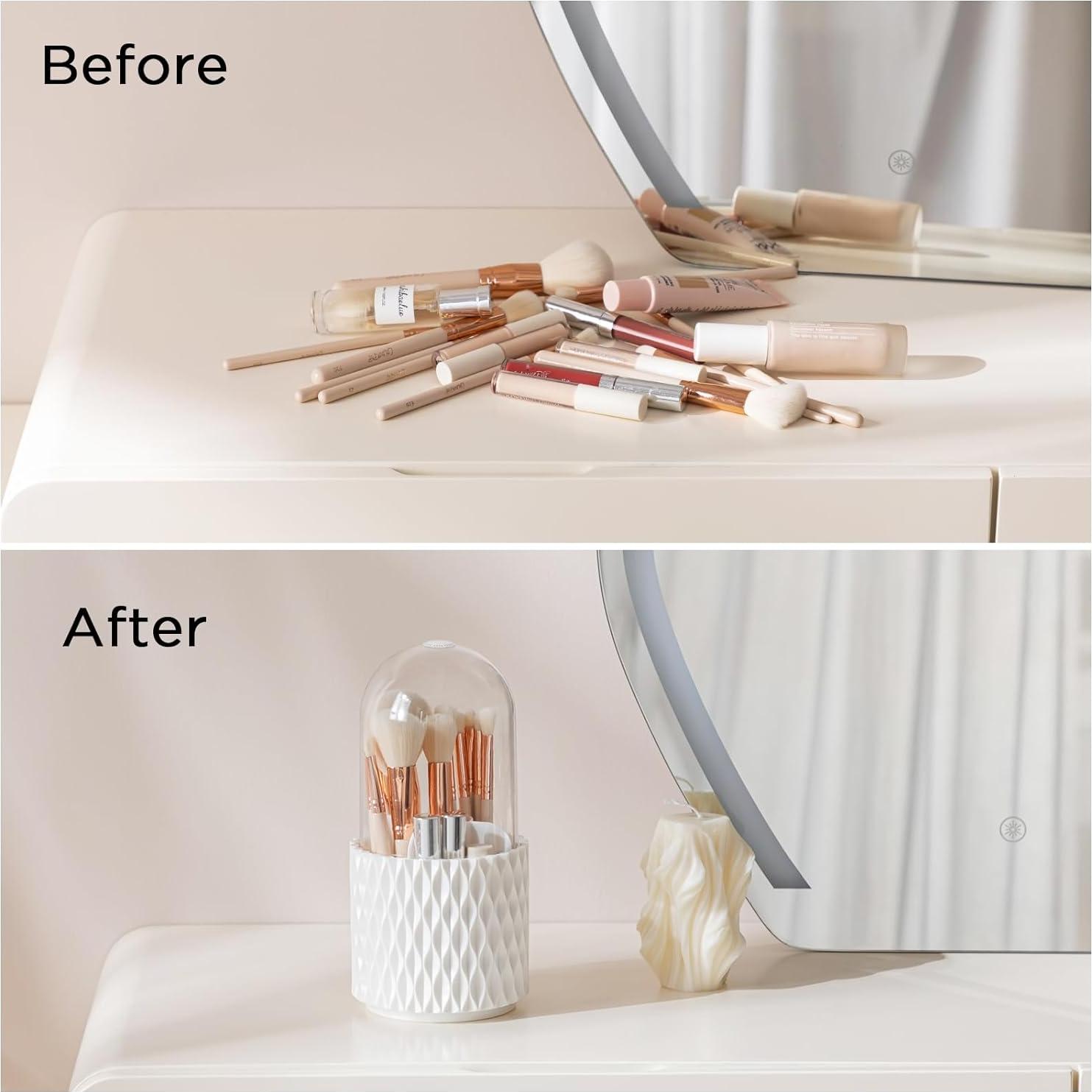 Soporte para Brochas de Maquillaje HBlife Blanco 360 Rotatorio