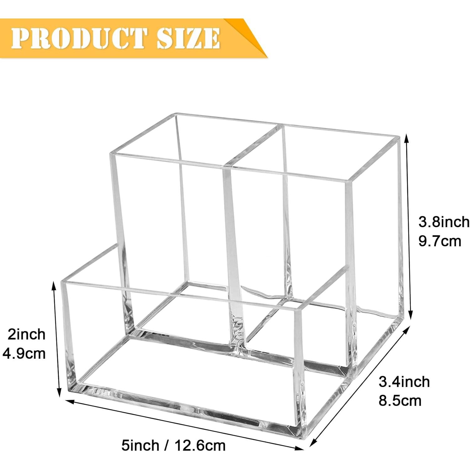 Organizador de Brochas de Maquillaje Cerpourt Acrílico Transparente 3 Compartimentos