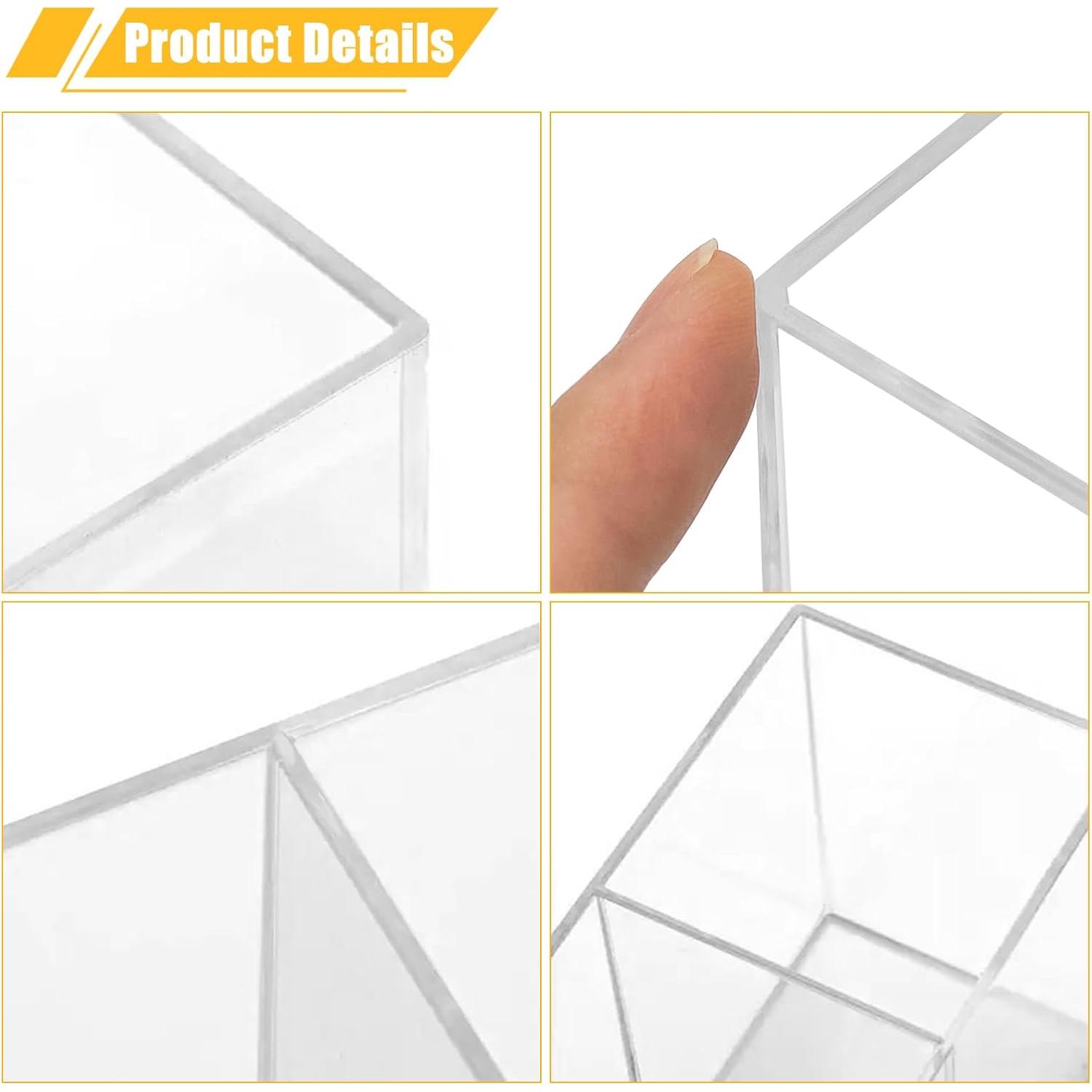 Organizador de Brochas de Maquillaje Cerpourt Acrílico Transparente 3 Compartimentos