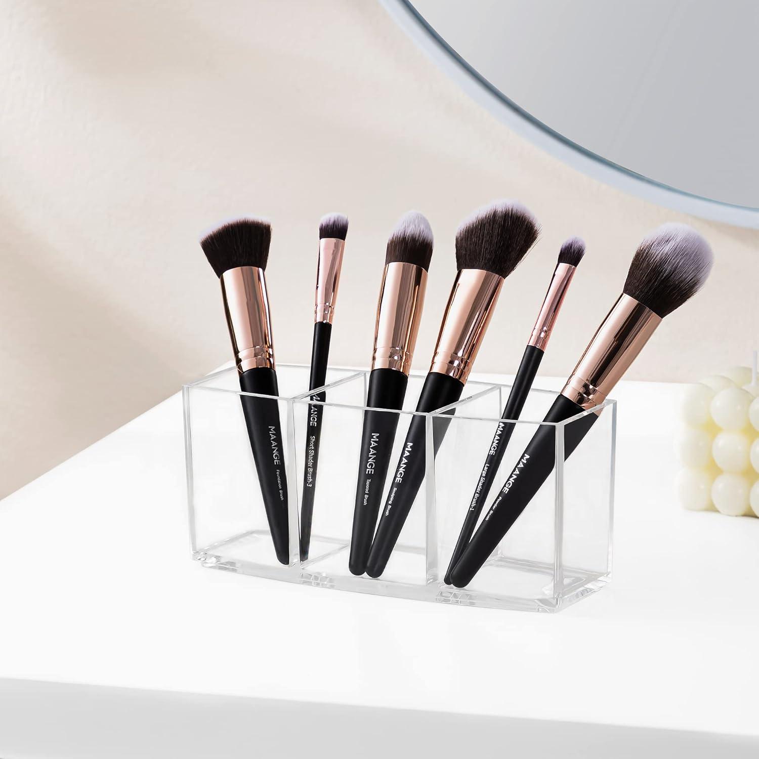 Organizador de Brochas HBlife Acrílico Transparente 3 Compartimentos