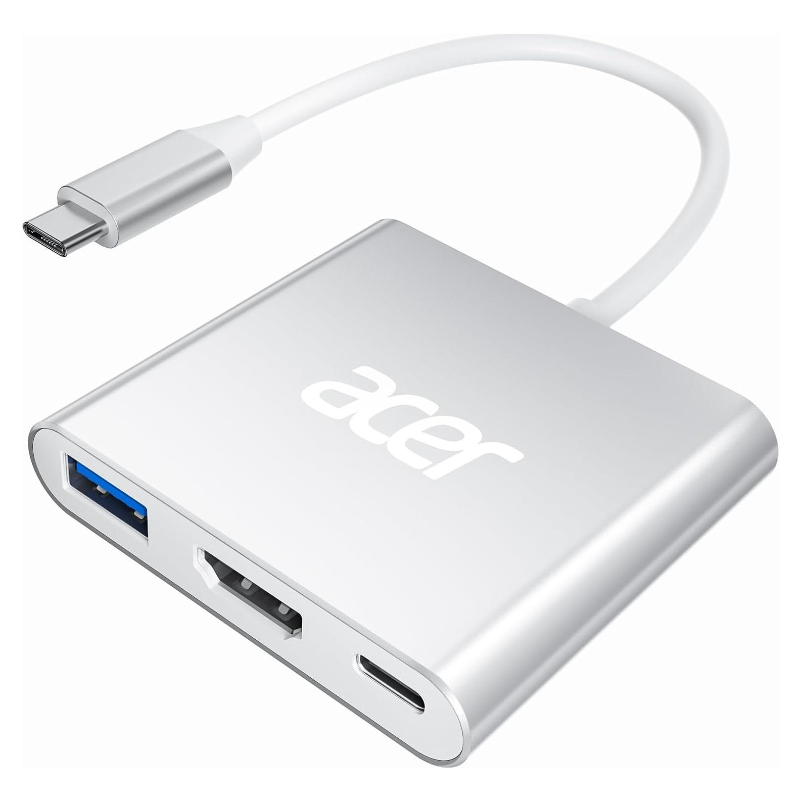 Adaptador USB C a HDMI Acer 4K 100W PD Plata