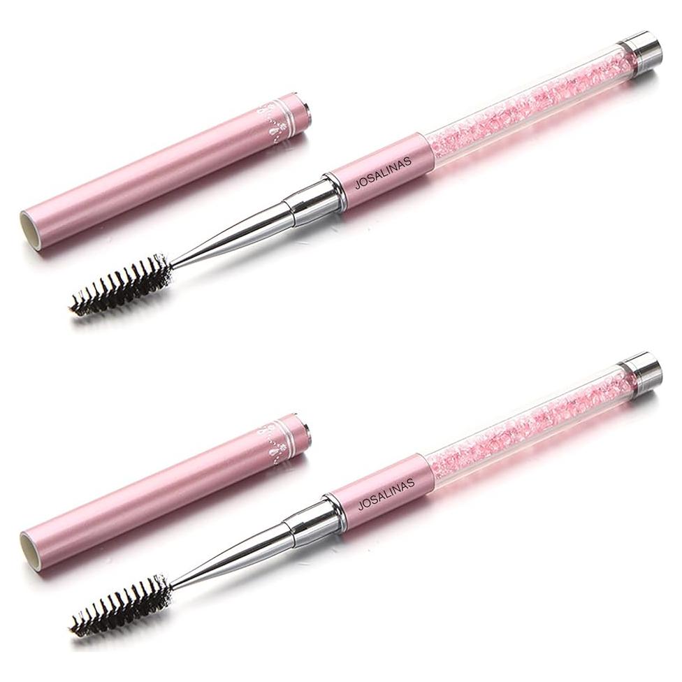 Brochas de Maquillaje JOSALINAS 2PCS Rosa para Cejas y Pestañas