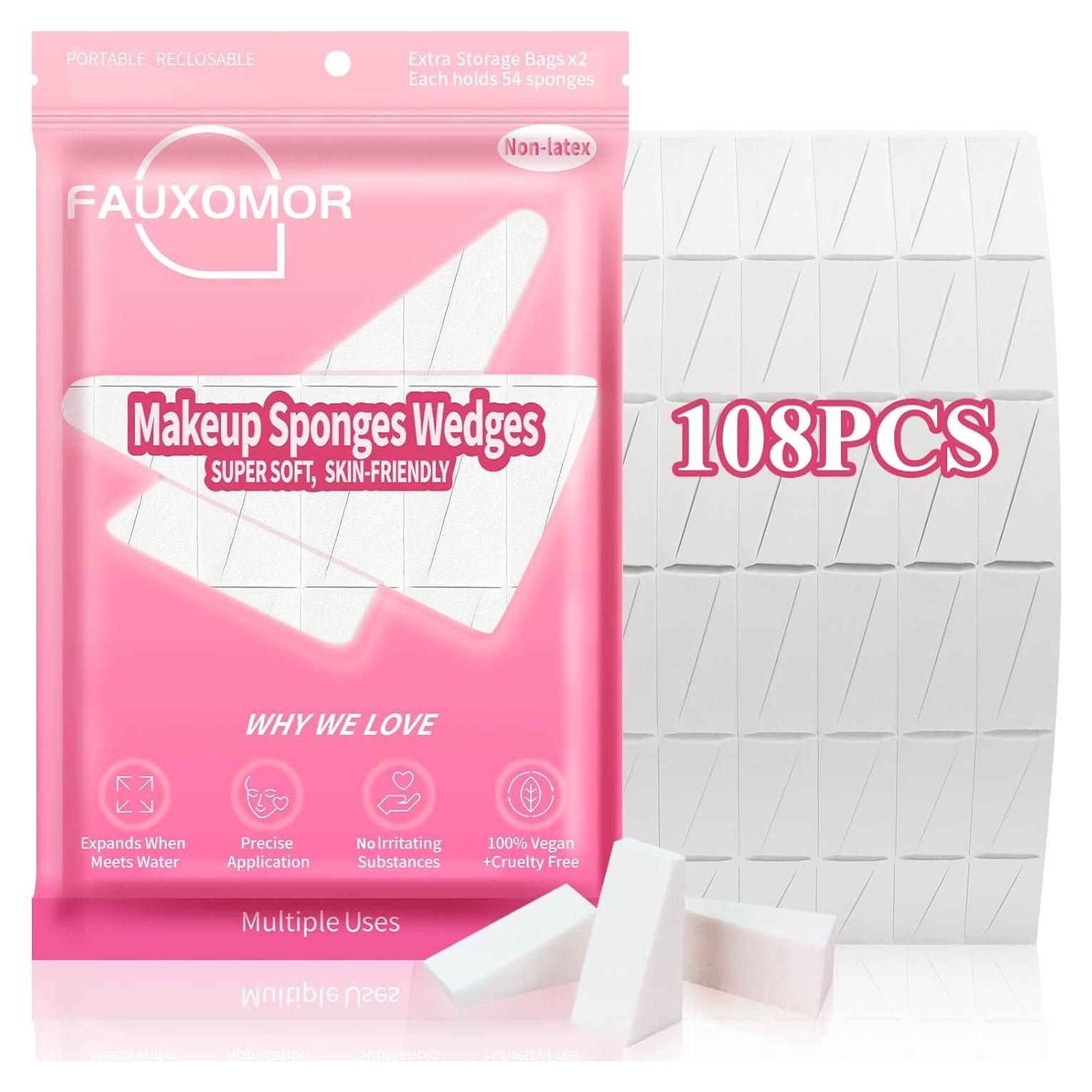 Esponjas de Maquillaje en Cuña Fauxomor 108 Pcs Sin Látex