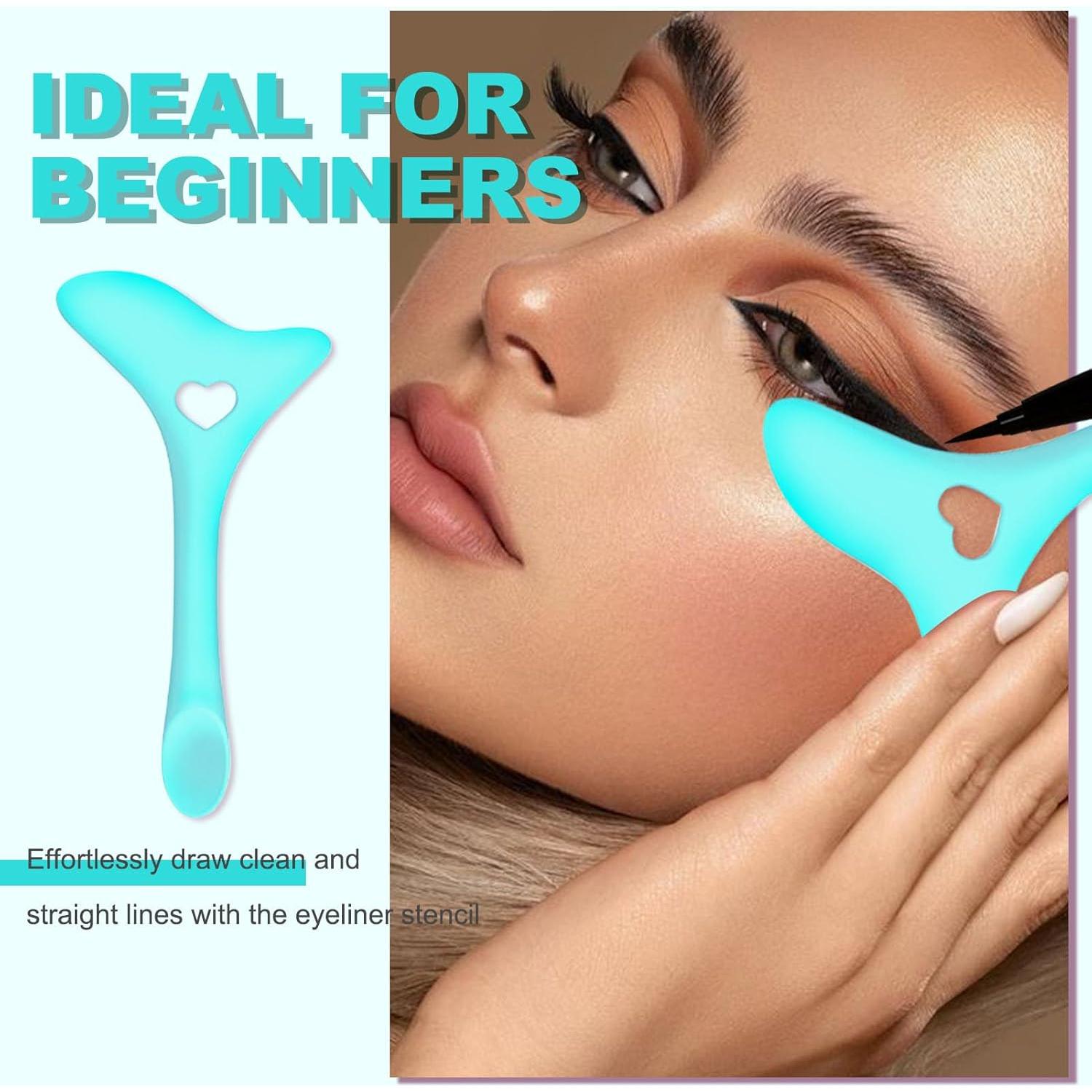 Set de Plantillas de Delineador IDDFEVE 2 Pcs Silicona Azul