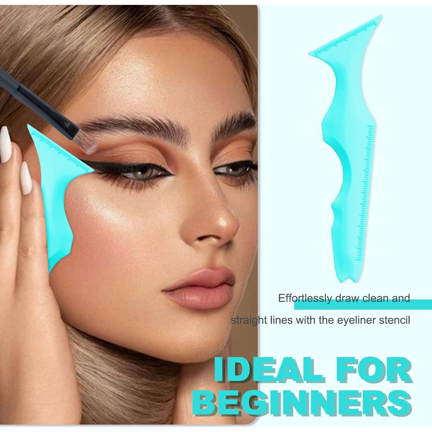 Set de Plantillas de Delineador IDDFEVE 2 Pcs Silicona Azul