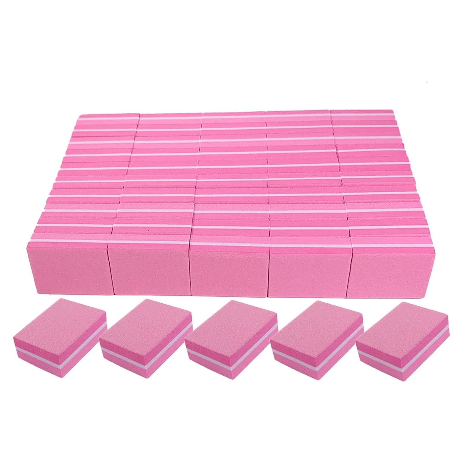 Bloques de Pulido de Uñas AhaTopia 50 Pcs 100/180 Granos Rosa