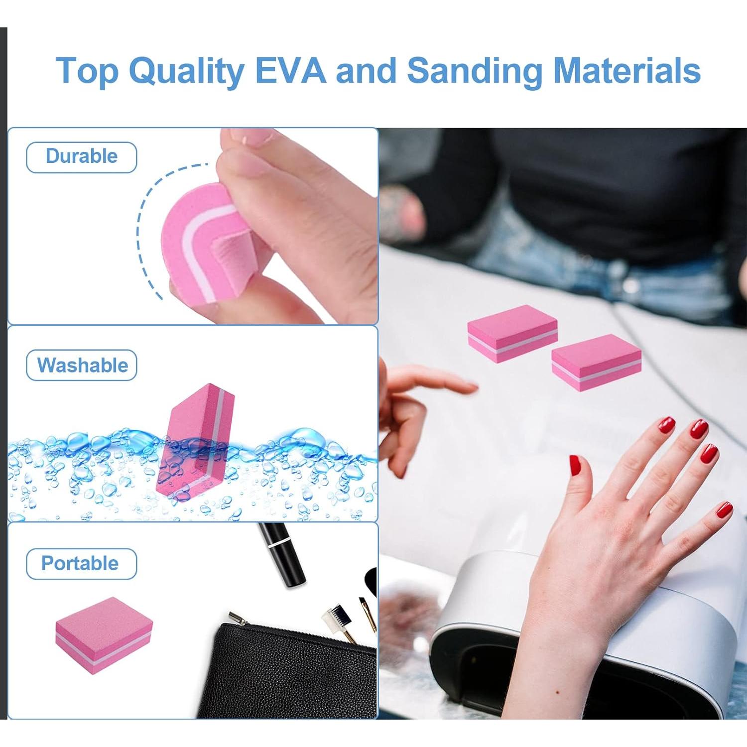 Bloques de Pulido de Uñas AhaTopia 50 Pcs 100/180 Granos Rosa