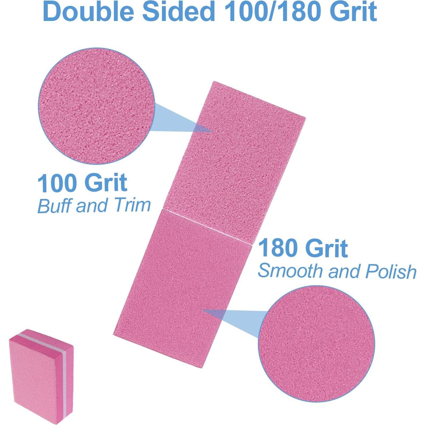 Bloques de Pulido de Uñas AhaTopia 50 Pcs 100/180 Granos Rosa