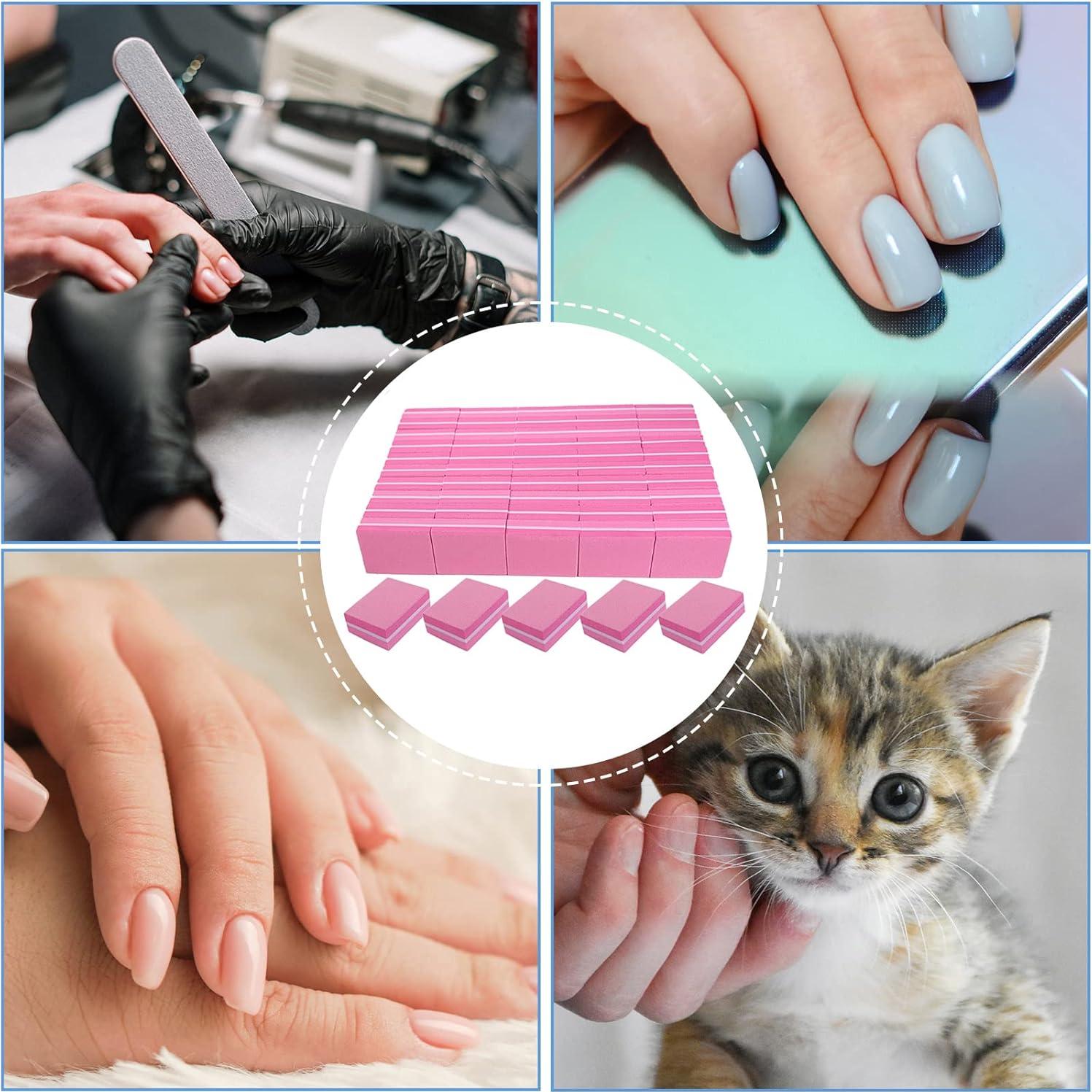 Bloques de Pulido de Uñas AhaTopia 50 Pcs 100/180 Granos Rosa