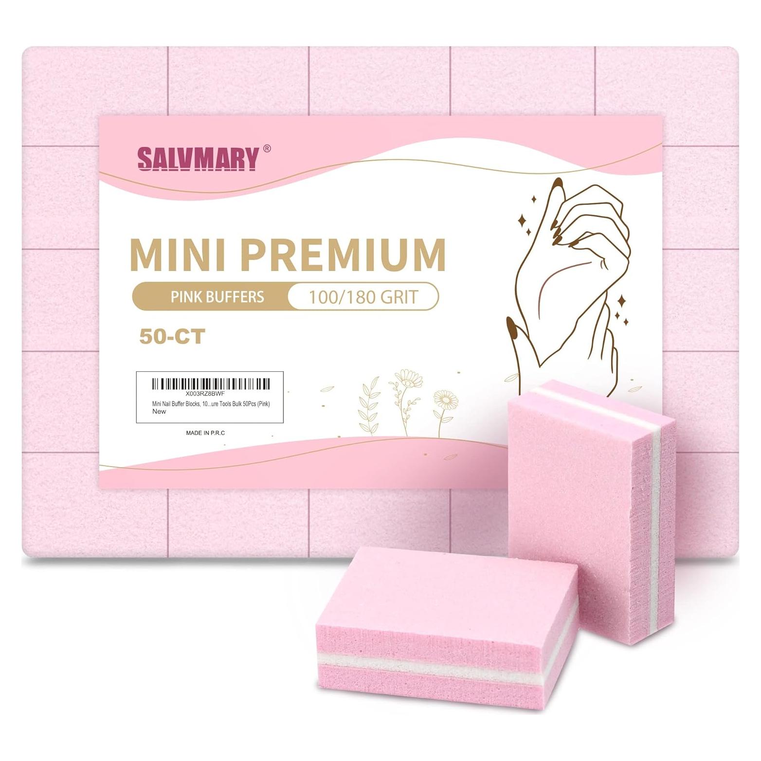 Bloques de Pulido de Uñas SALVMARY 50Pcs Rosa 100/180 Grano