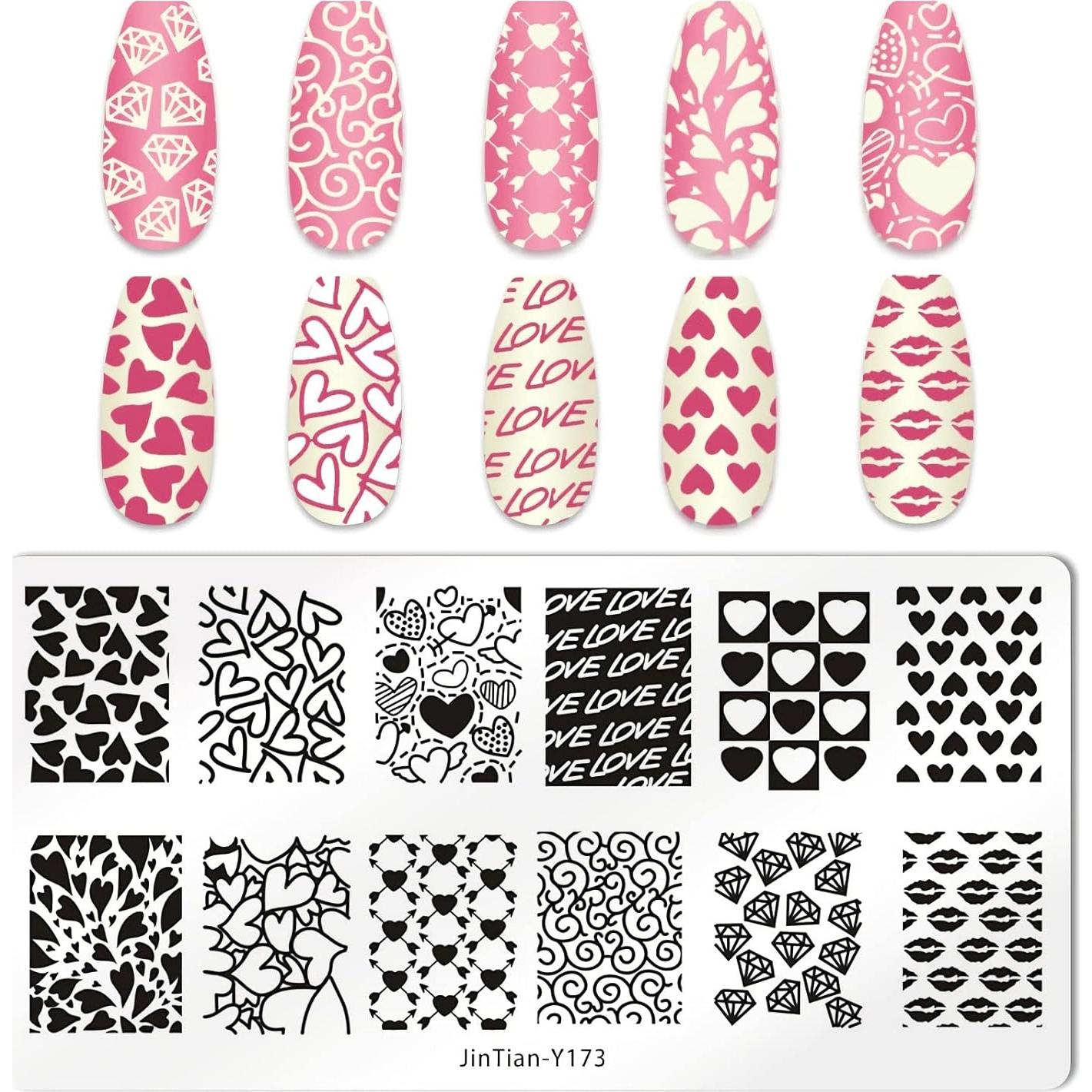 Kit de Estampado de Uñas San Valentín 6PCS con Estampador