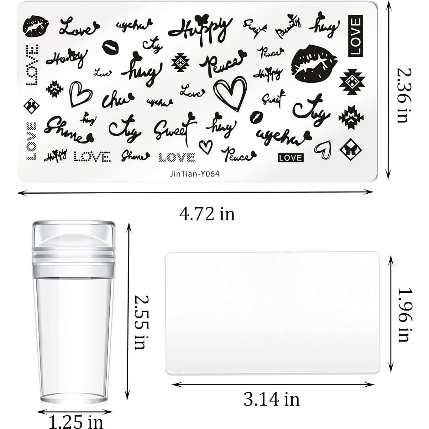 Kit de Estampado de Uñas San Valentín 6PCS con Estampador