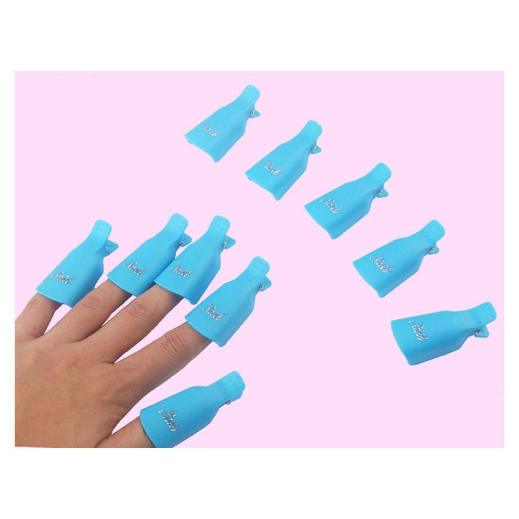 10 Piezas Clip Remover de Uñas Onwon para Esmalte UV Azul