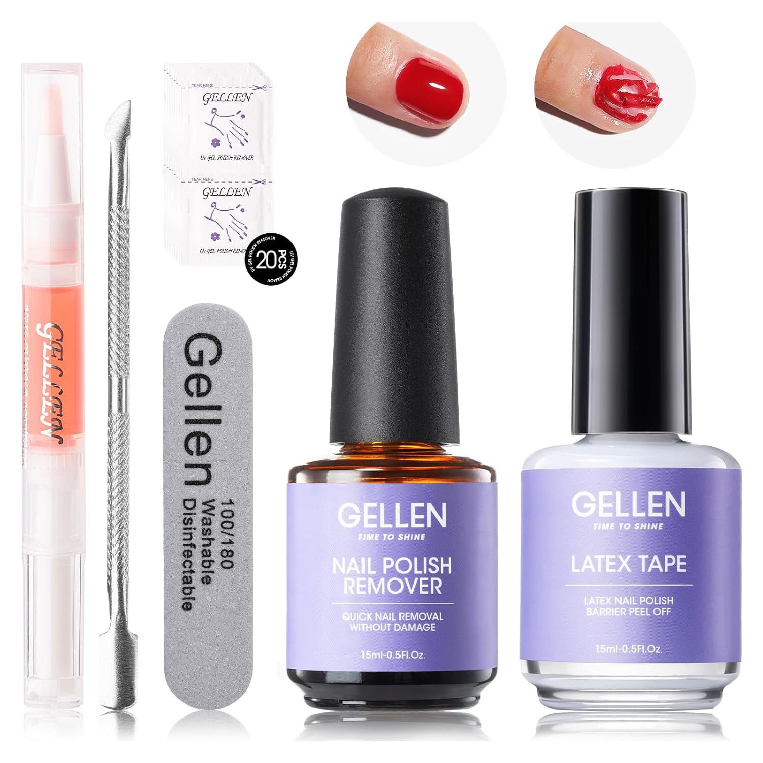 Kit Removedor de Esmalte en Gel Gellen con Cinta de Láttex
