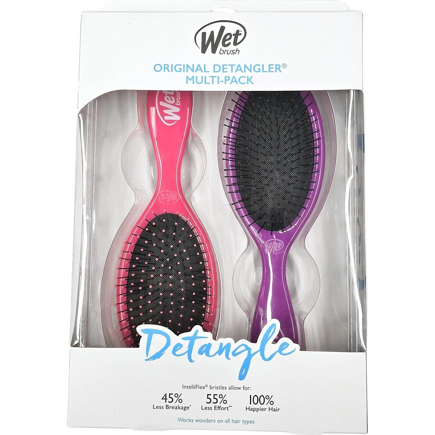 Cepillo Desenredante Wet Brush Original Paquete de 2 Rosa/Púrpura