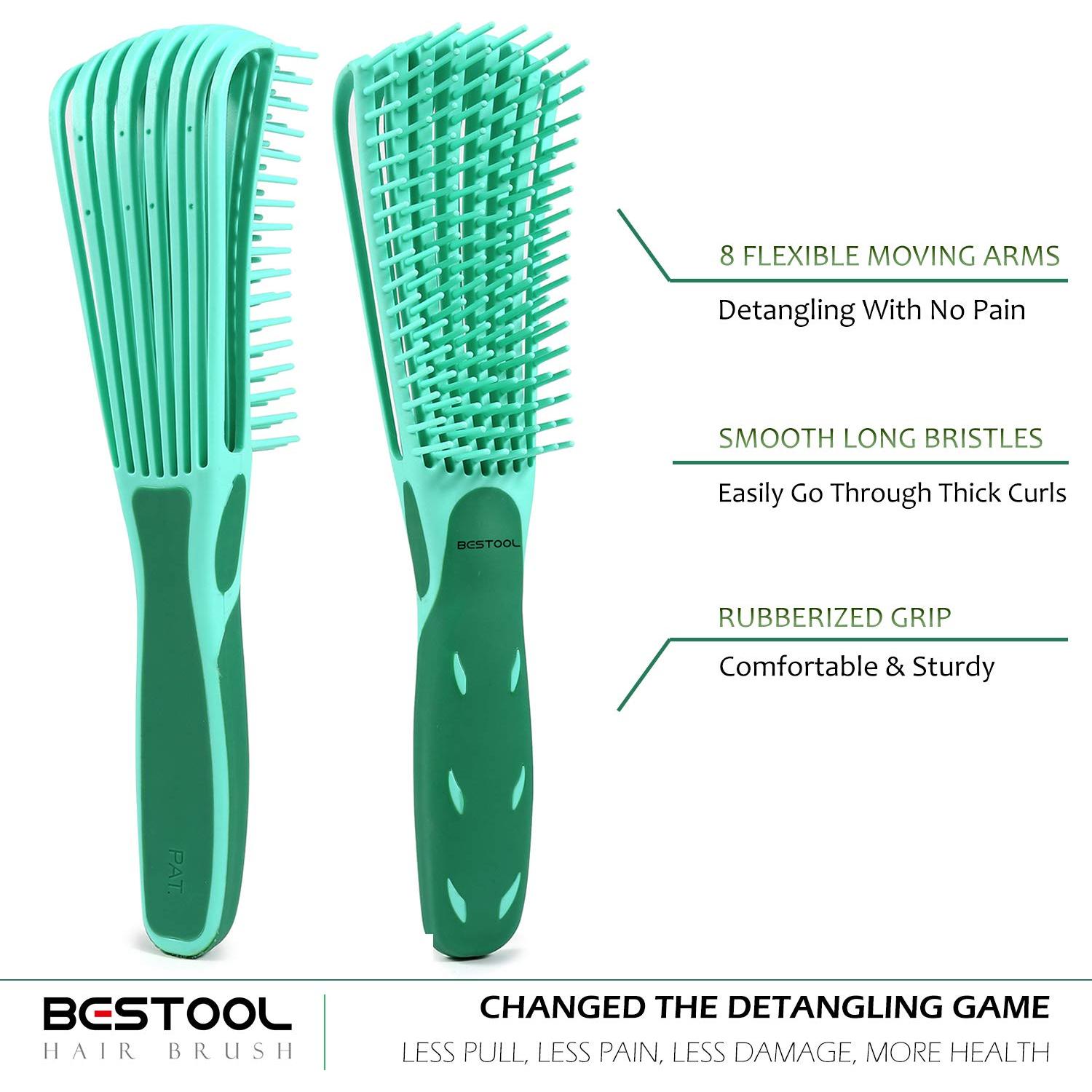 Cepillo Desenredante BESTOOL para Cabello Rizado 3/4abc Verde