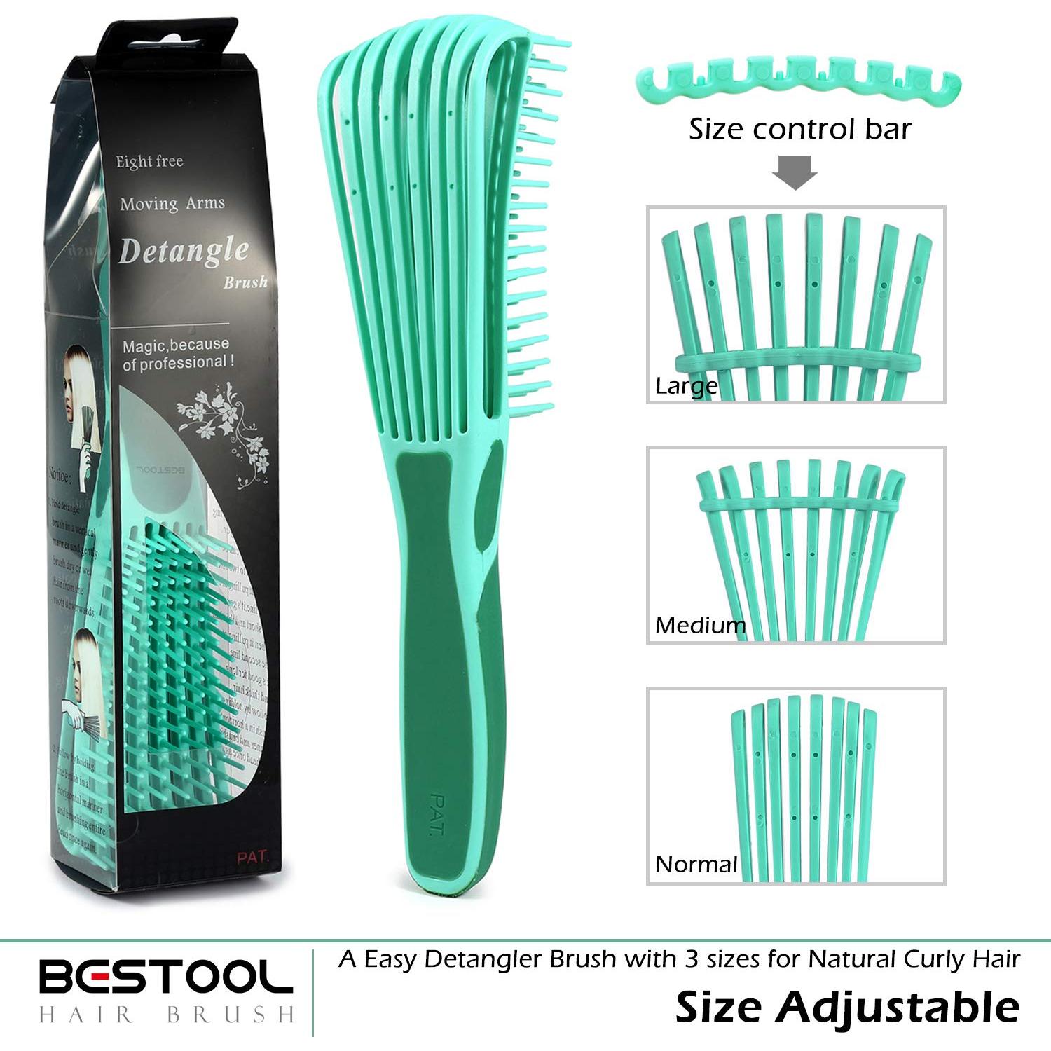 Cepillo Desenredante BESTOOL para Cabello Rizado 3/4abc Verde