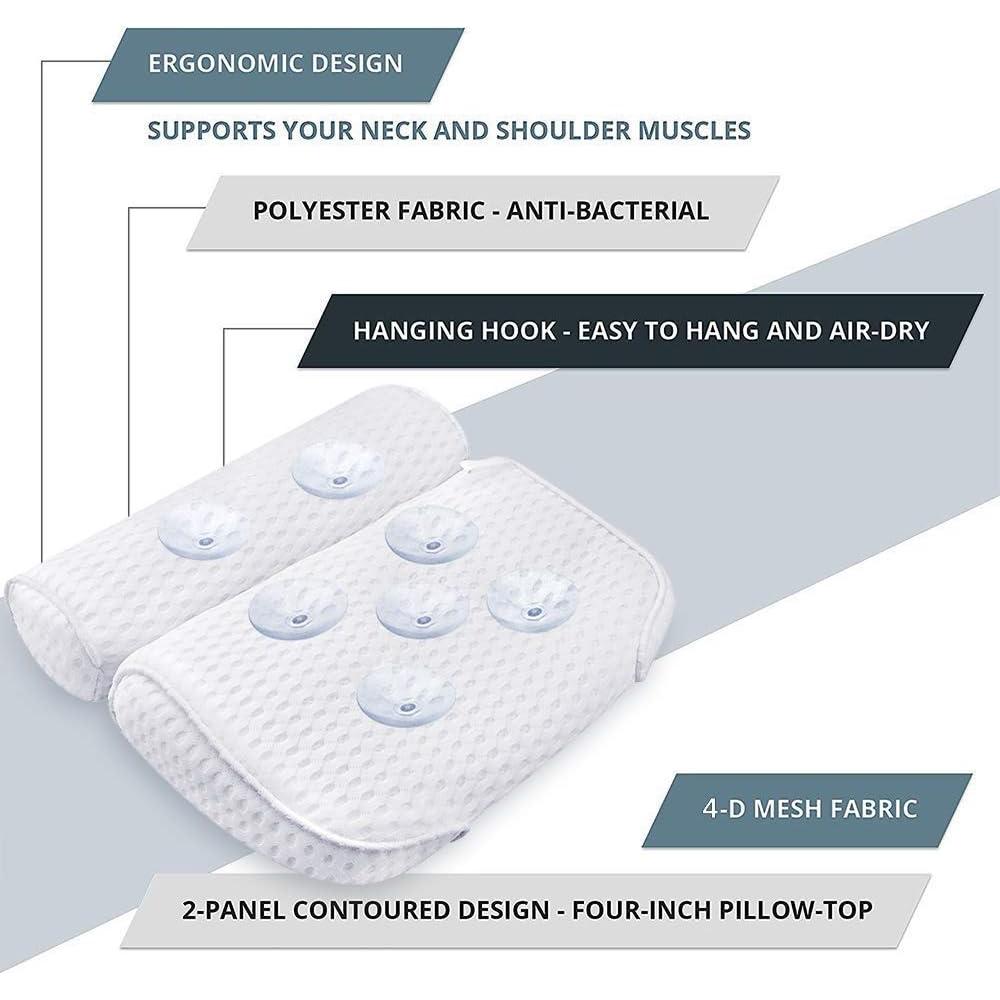 Almohada de Baño AmazeFan con Malla 4D y 7 Ventosas