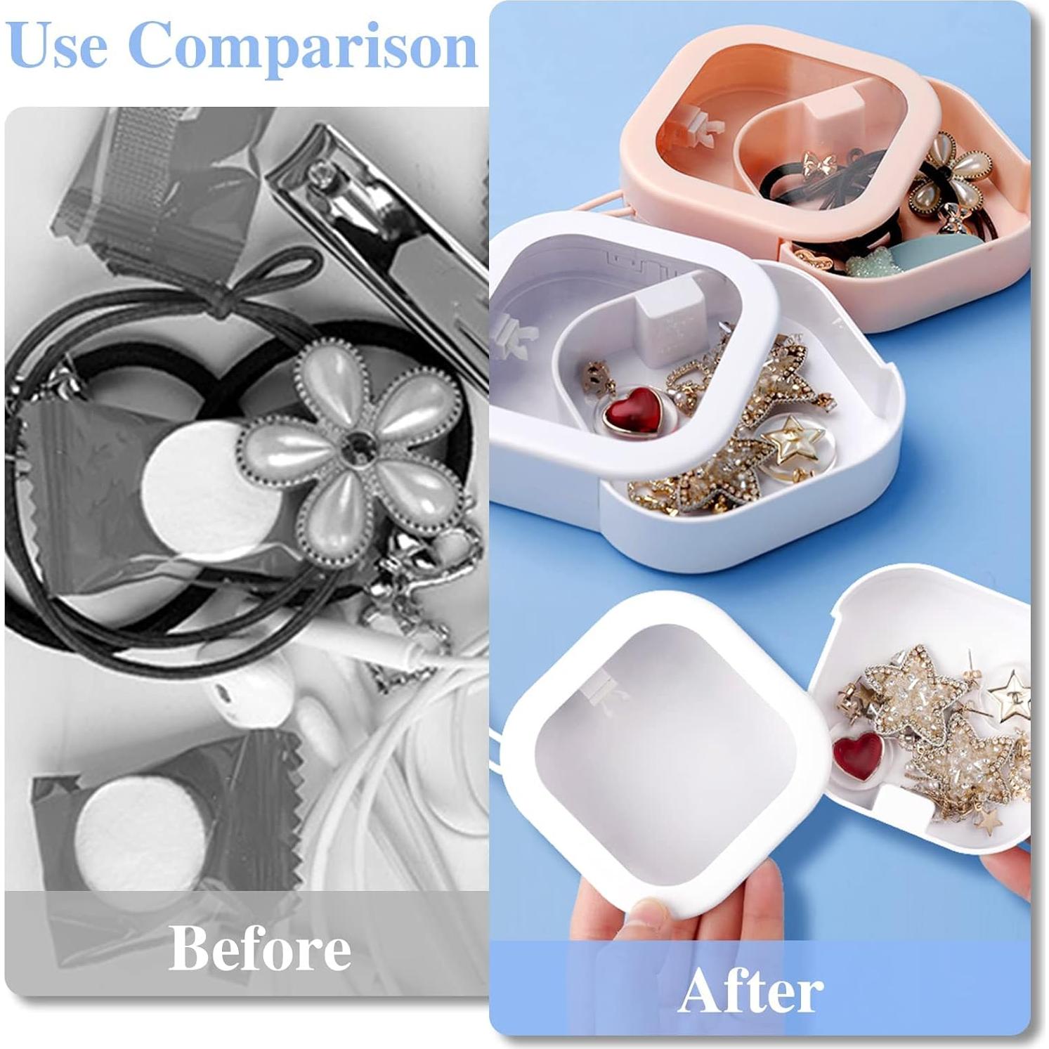 Organizador de Gomas para el Cabello Prudiut 2 Piezas Rosa y Blanco