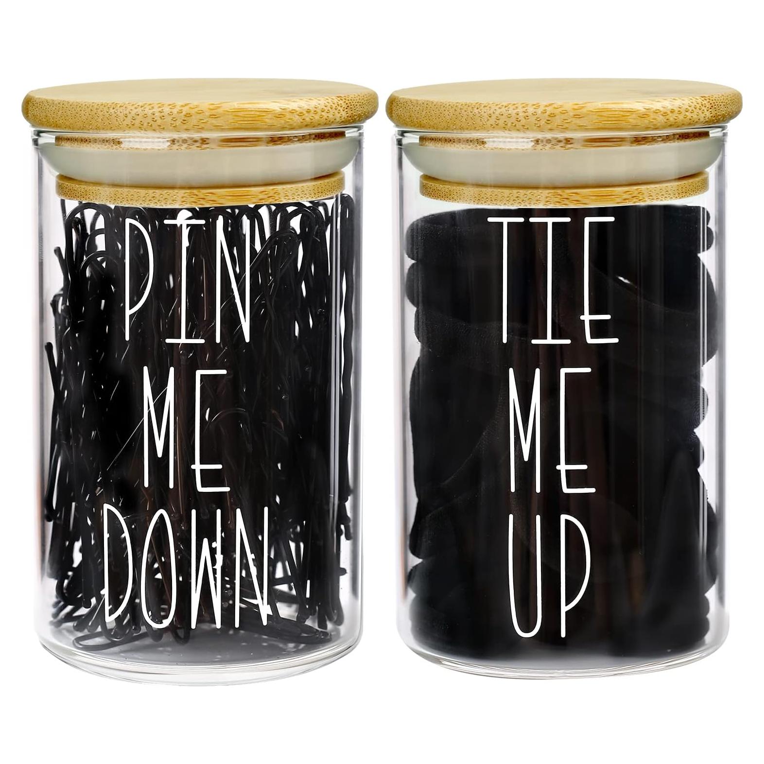 Tarros de Botica MOMEEMO 10 Oz con Tapas de Bambú - 2 Pcs