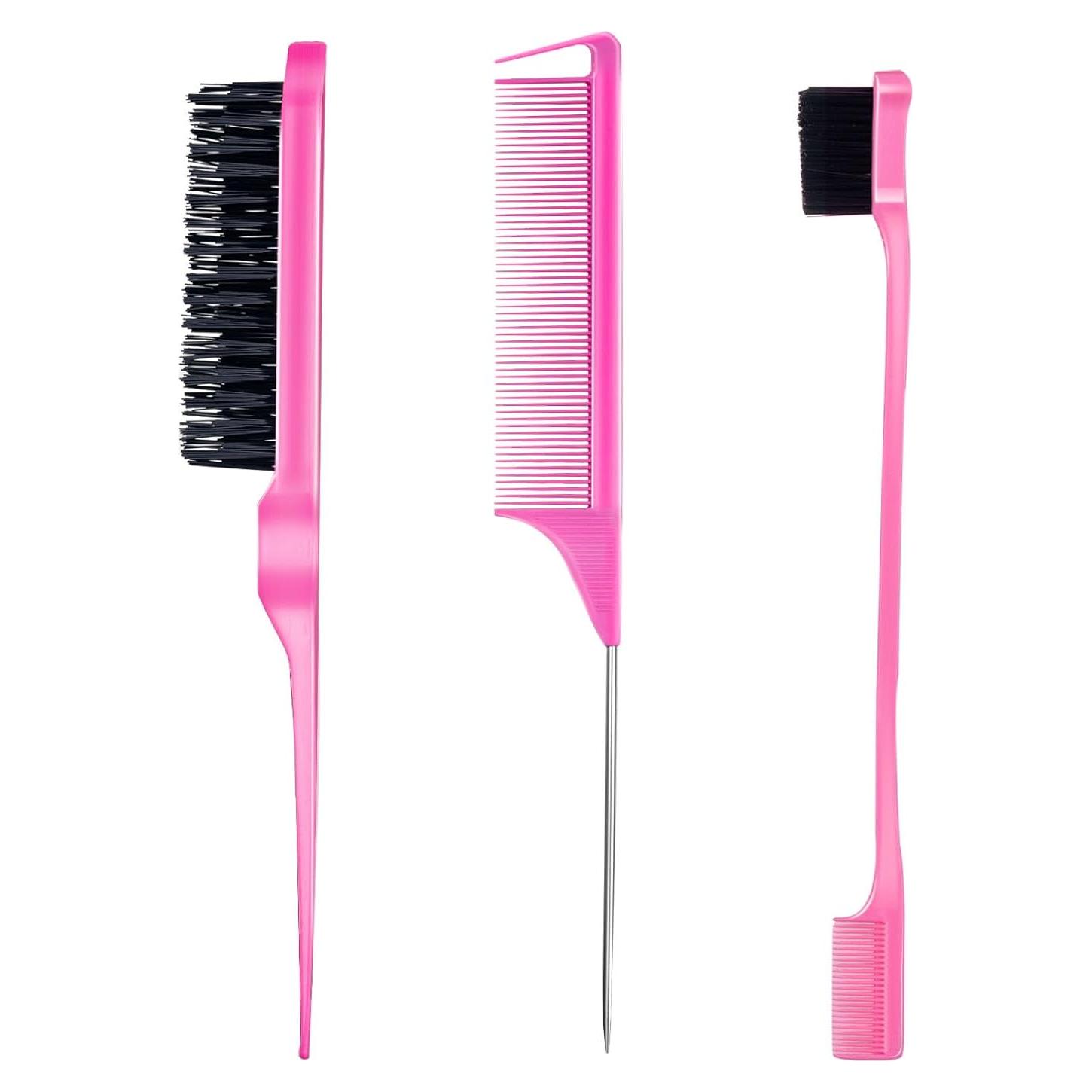 Juego de 3 Peines Estilizador Goiple - Rosa, Compacto y Portátil