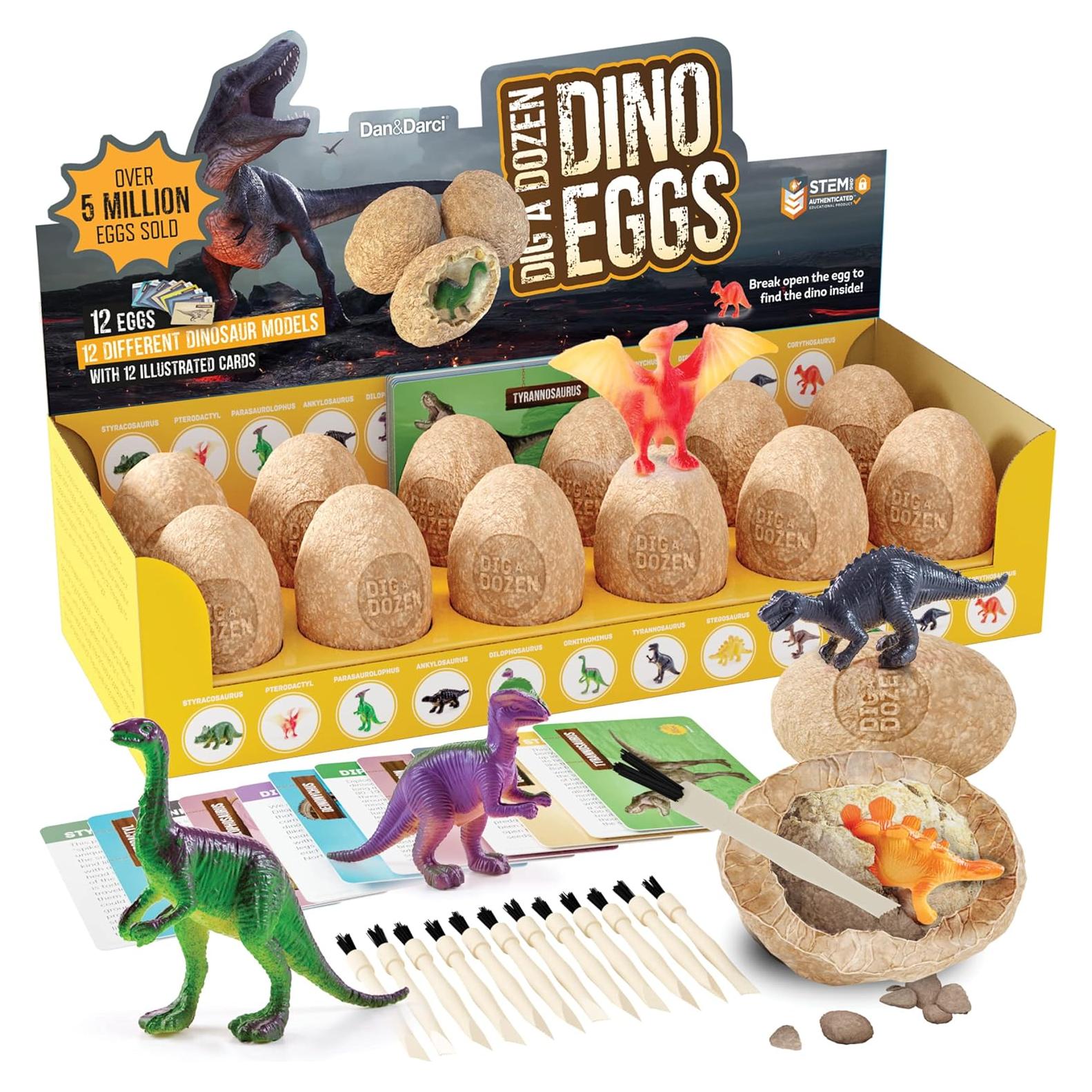Excavadora de Dinosaurios Dan&Darci - 12 Huevos para Niños 3-12 Años