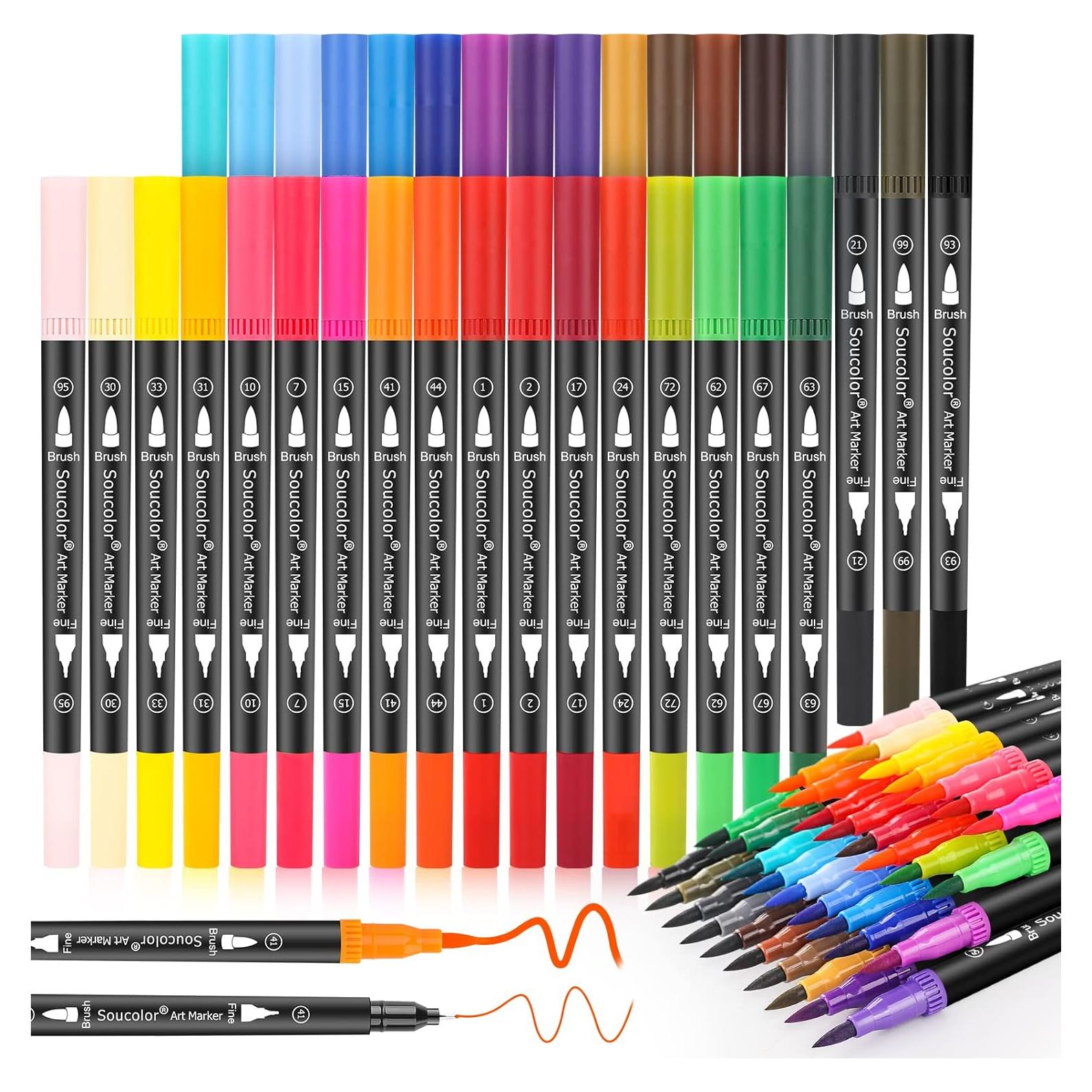 Marcadores Acuarelables Soucolor 34 Colores Doble Punta