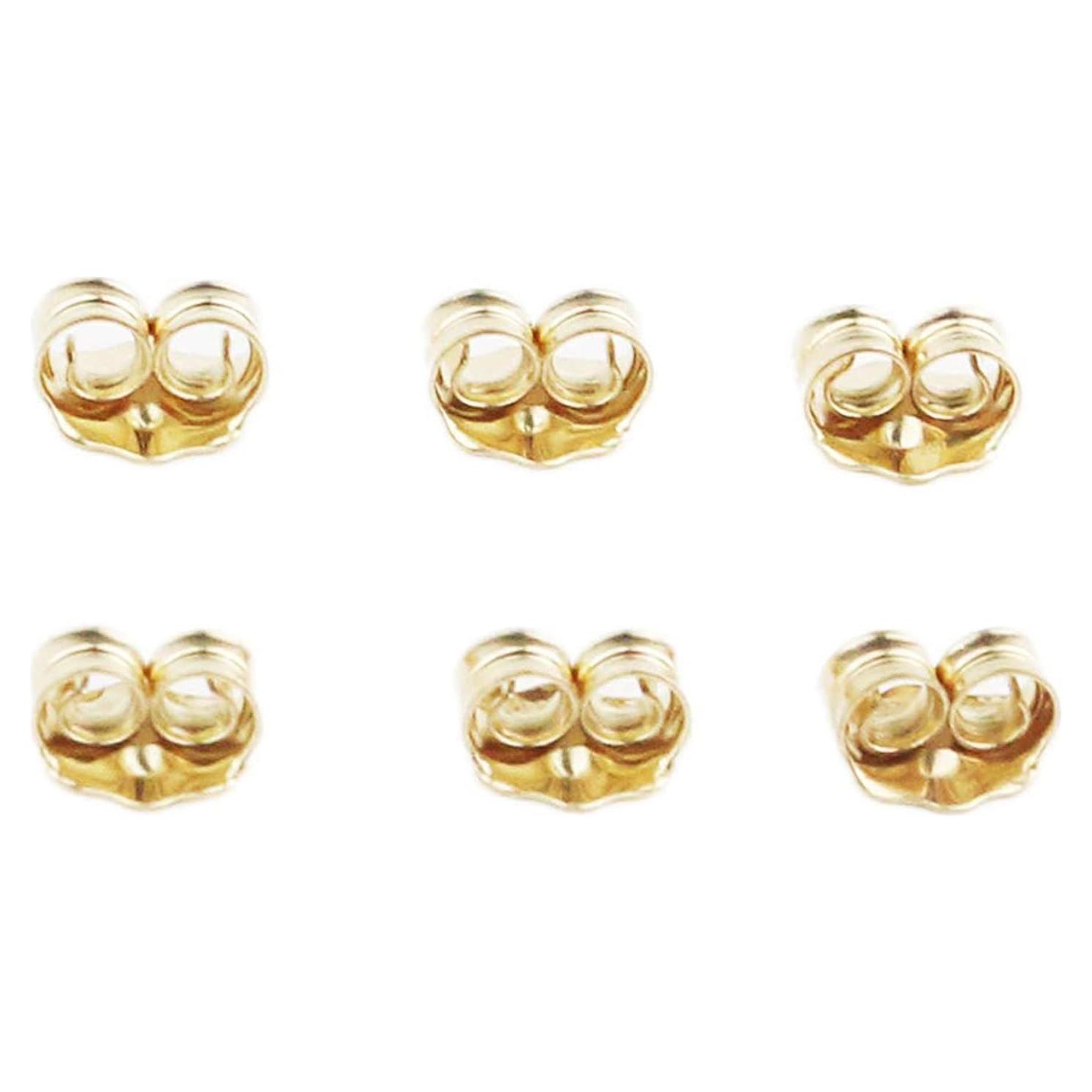 Pendientes de Oro 14K Esujen con Bloqueo - 3 Pares