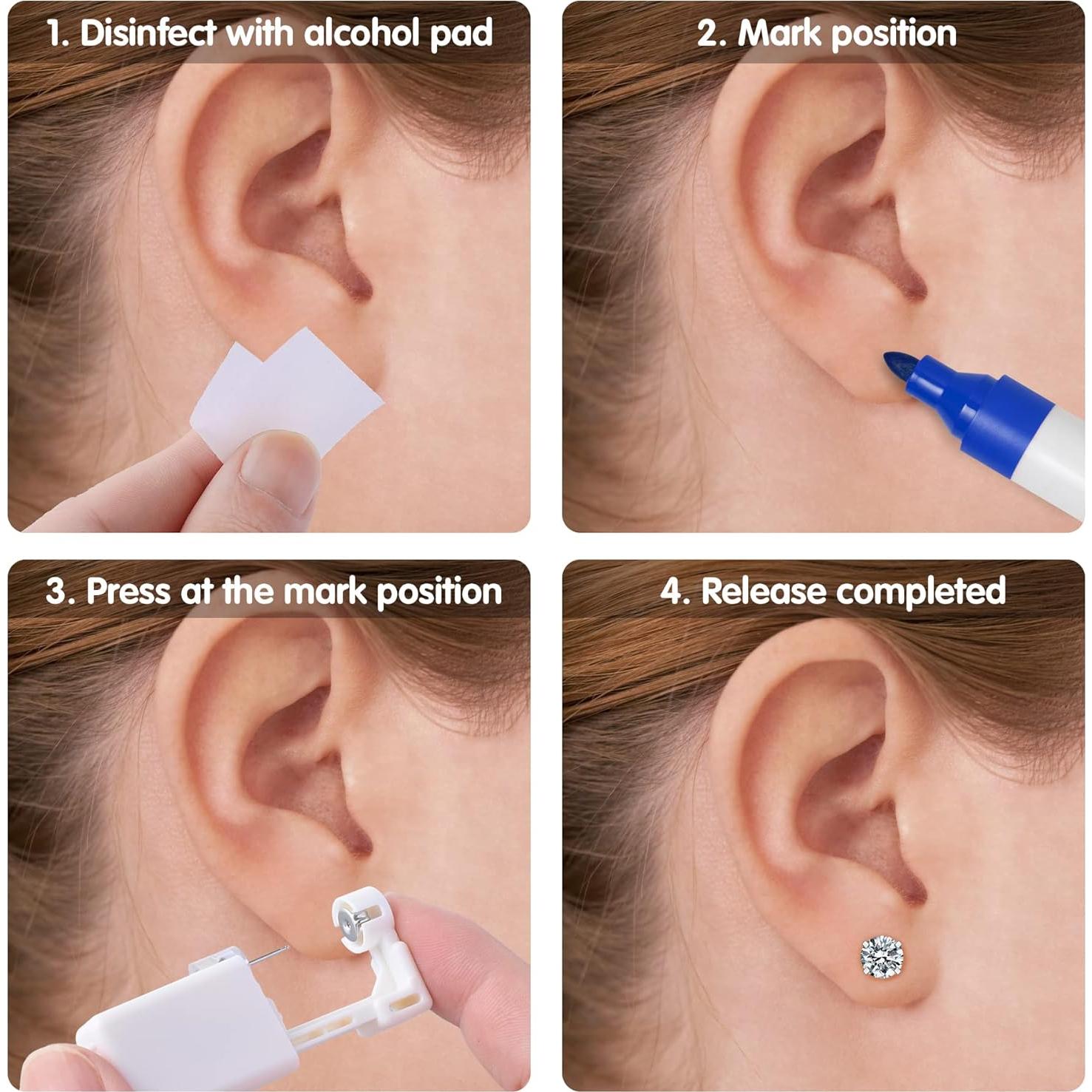 Kit de Perforación de Orejas Anzero 2 Pcs con Aretes 5mm