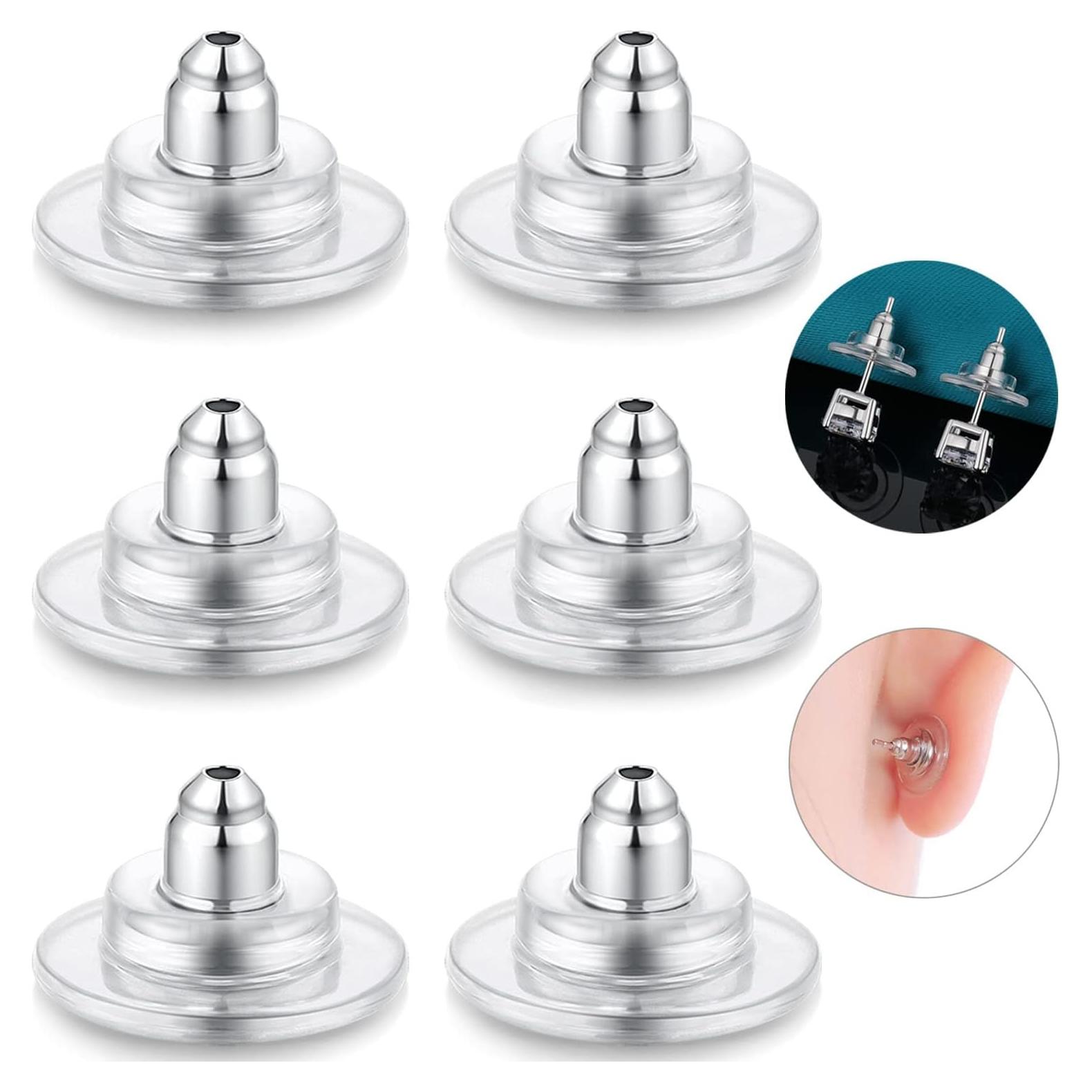 3 Pares Respaldos de Aretes Catinee Plata Esterlina 925 Oro 14K