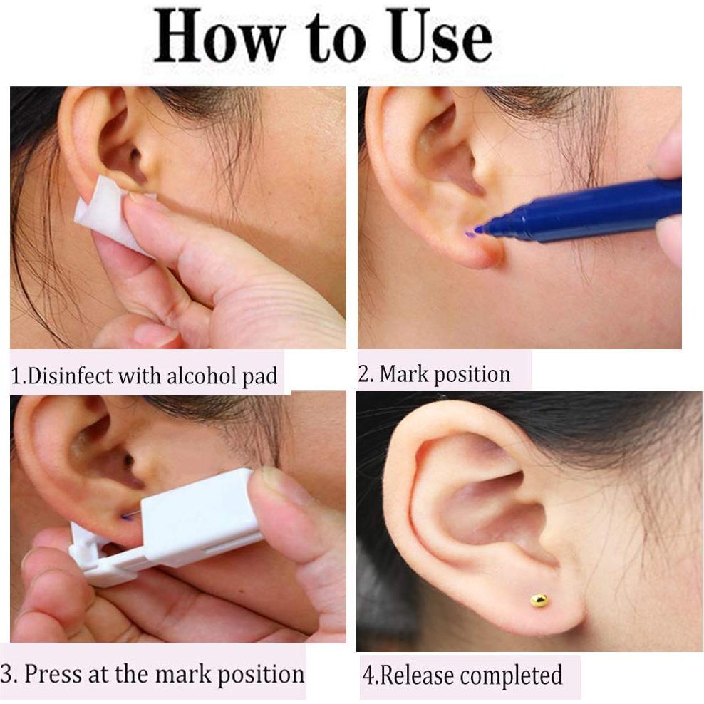 Kit de Perforación de Orejas Desechable 2 Pistolas + Studs