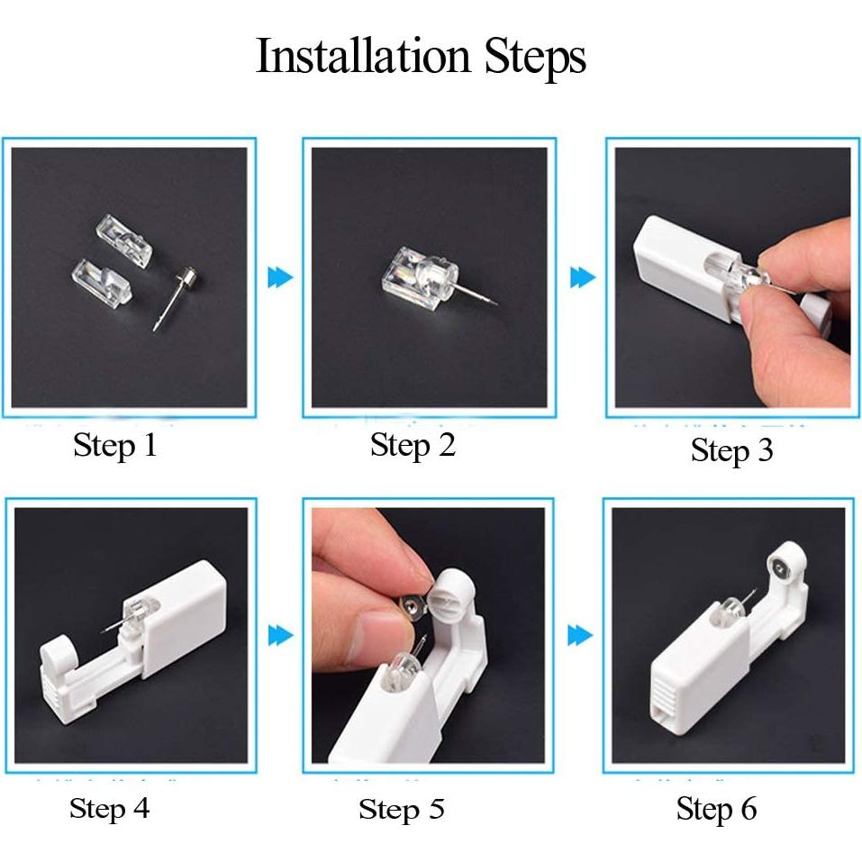 Kit de Perforación de Orejas Desechable 2 Pistolas + Studs