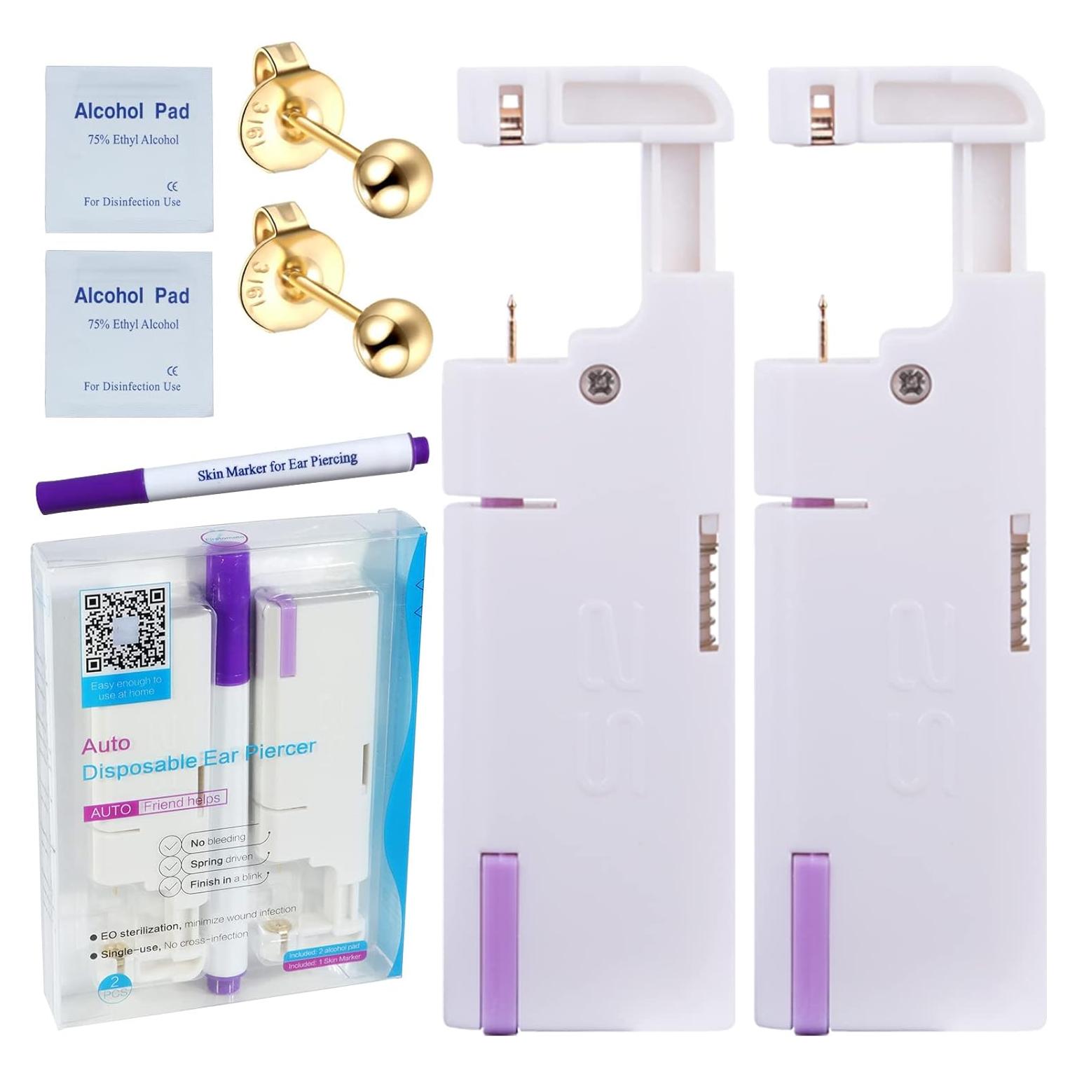 Kit de Perforación de Orejas Firstomato 2 Piezas Oro 24K