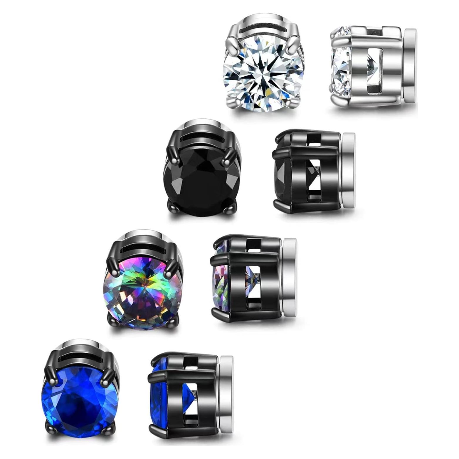 Pendientes Magnéticos SIISPRI 4 Pares Acero Inoxidable 6mm