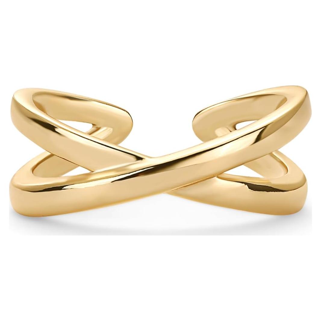 Anillo de dedo ajustable PAVOI oro 18K cruce para mujeres