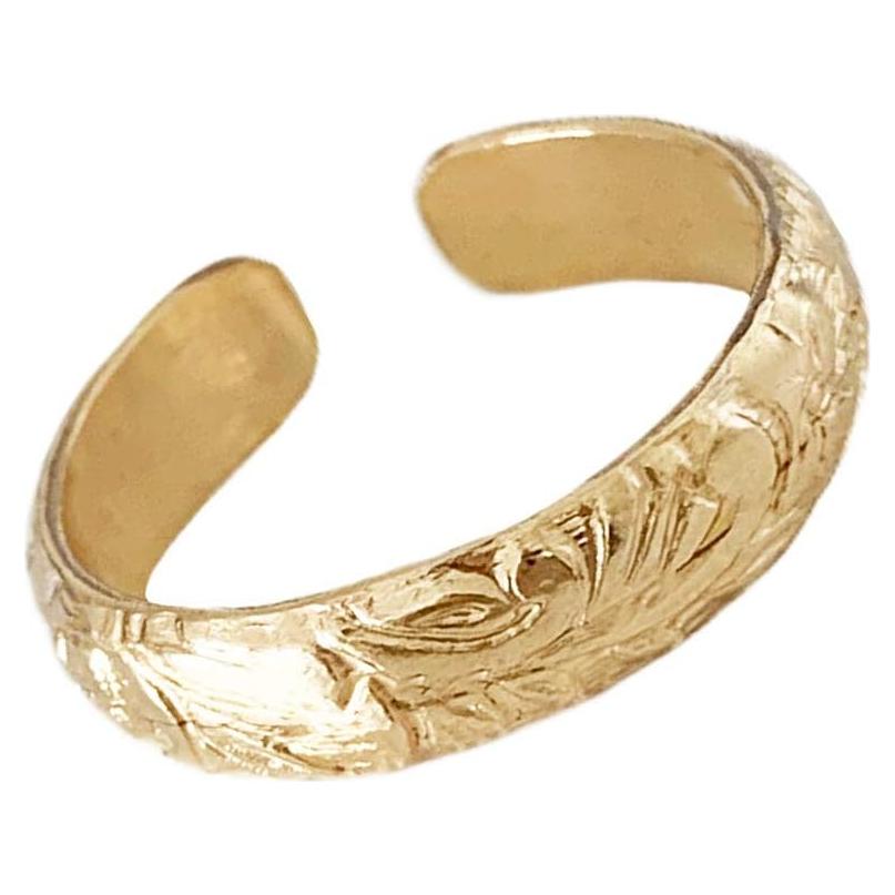 Anillo de Dedo del Pie Ajustable Oro Relleno 14K Floral
