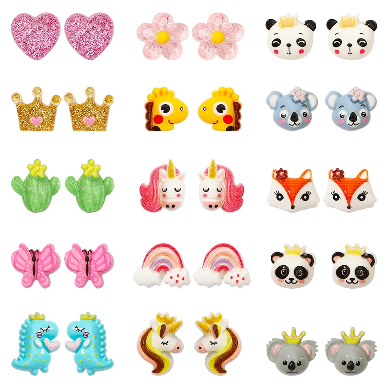 Pendientes Magnéticos para Niñas NEWITIN - 15 Pares Hipoalergénicos