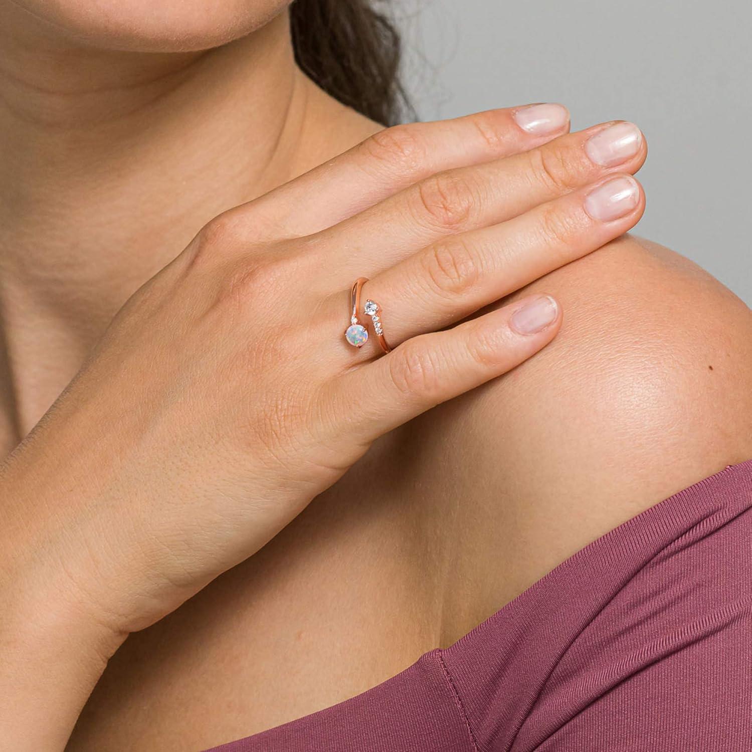 Anillo Ajustable de Ópalo Verde PAVOI Baño Oro 14K Mujeres
