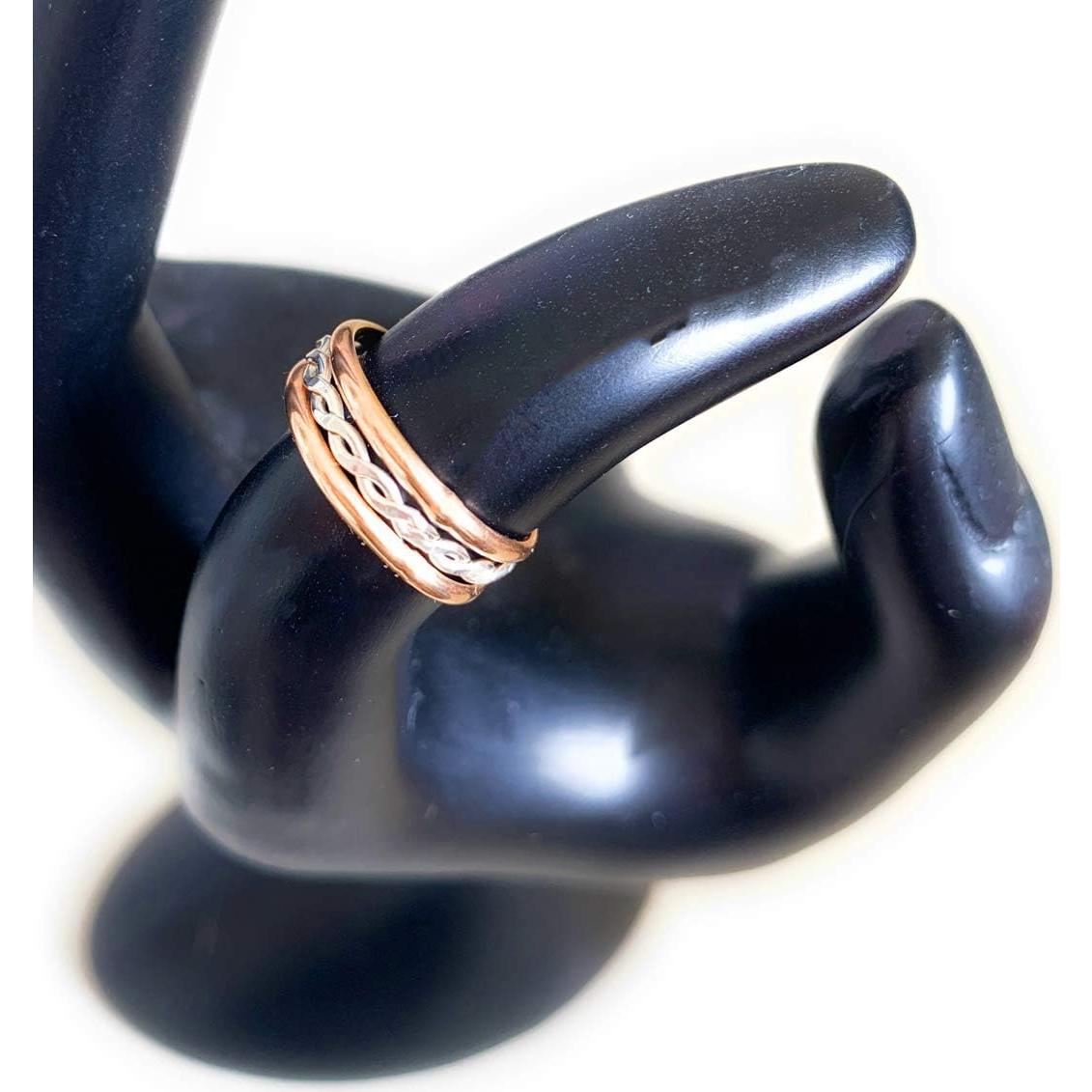 Anillo de Dedo del Pie Ajustable Unisex Oro 14K y Plata 925