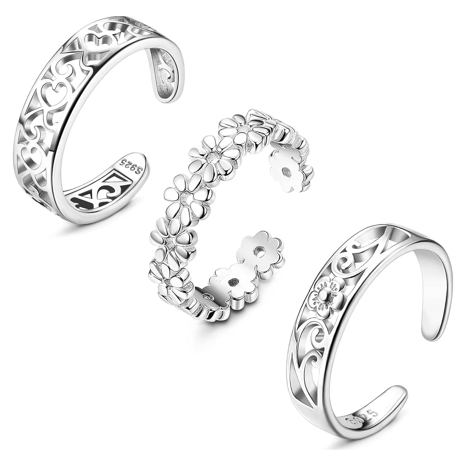Conjunto de Anillos para Dedos de los Pies FIBO STEEL 3 PCS Plata 925