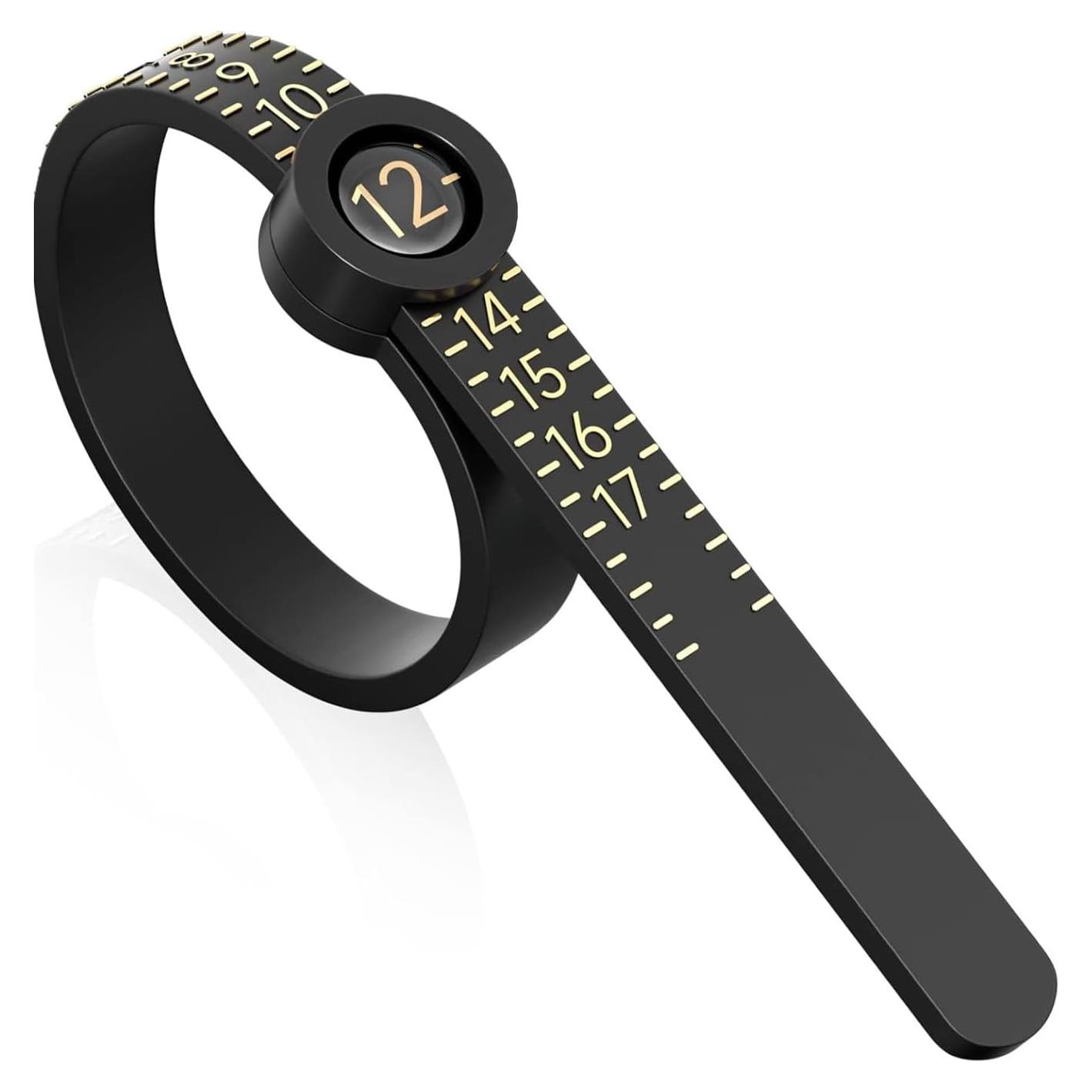 Medidor de Tamaño de Anillo HNZGYB con Lupa - Negro