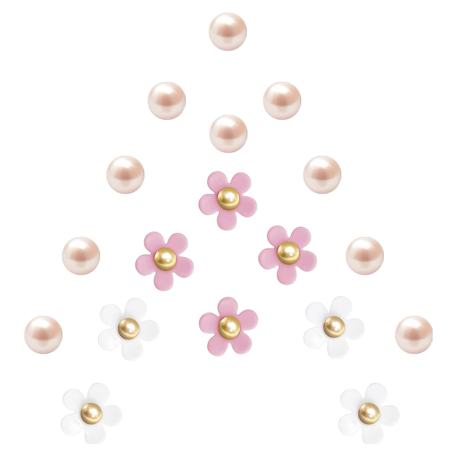 Set de 18 Charms de Zapatos de Flores y Perlas para Mujeres