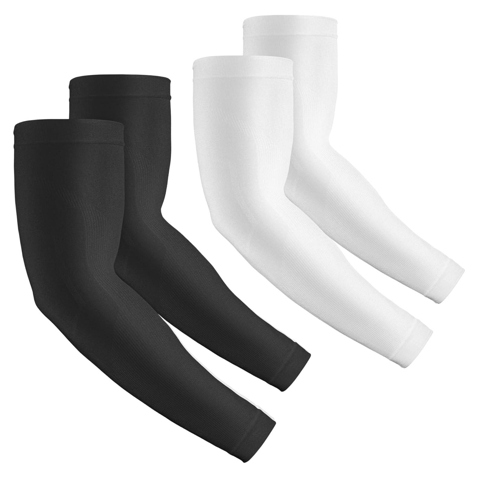 Mangas de Compresión UV 2 Pares UPF 50 Unisex - Negro y Blanco