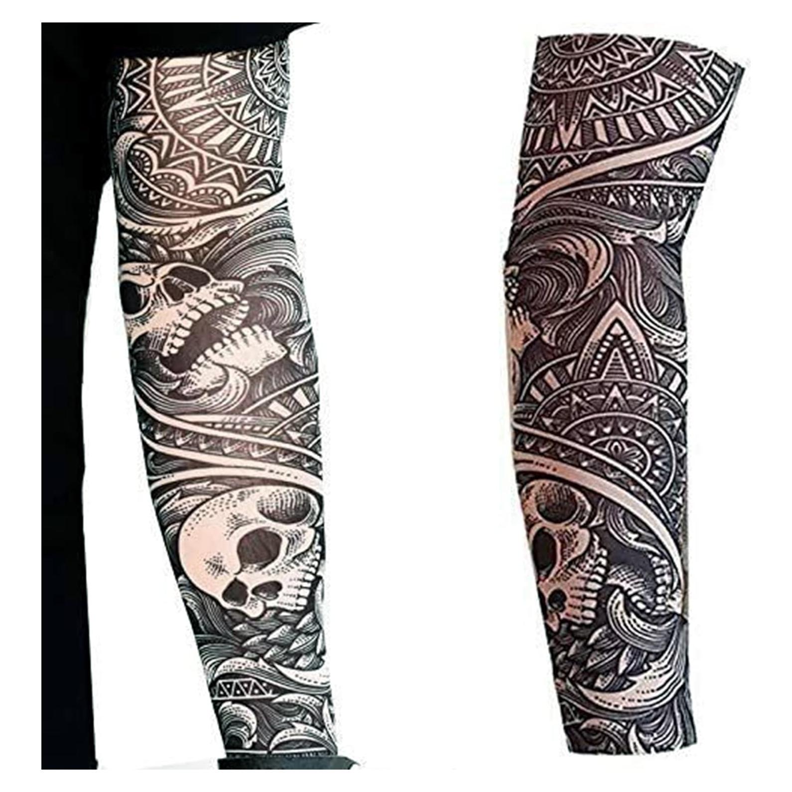 2 Mangas de Tatuaje Nylon Elástico Adulto Punk Rocker Halloween