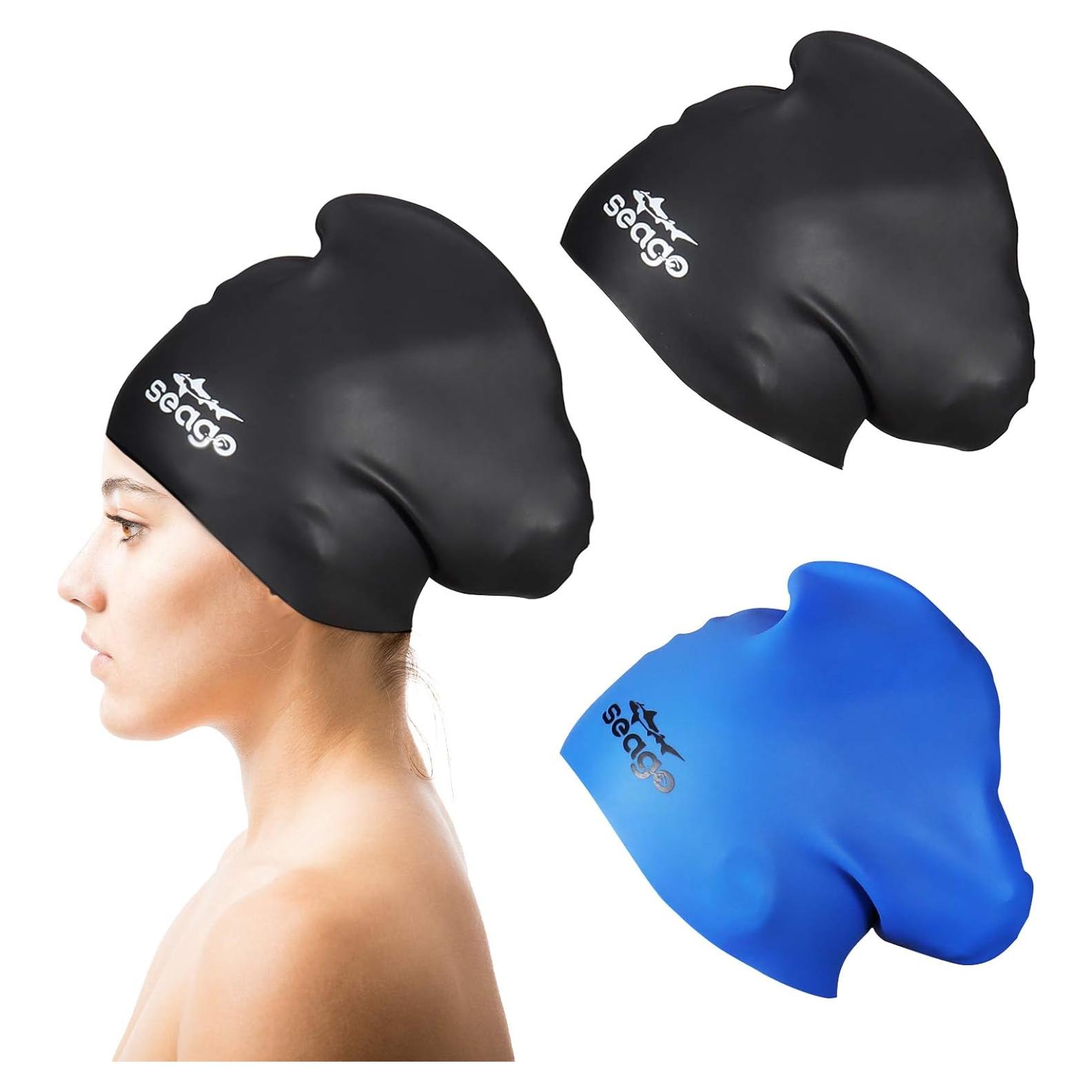 Gorro de Natación Seago para Cabello Largo - 2 Paquetes Silicona