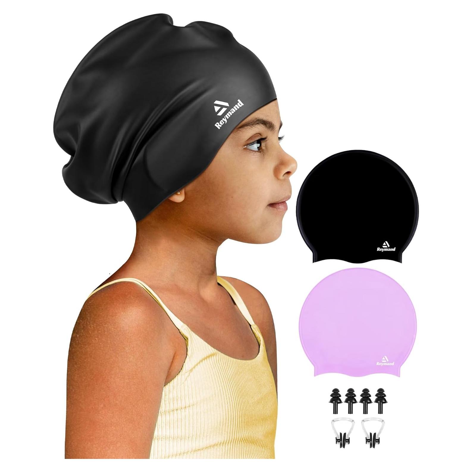 Paquete de 2 Gorras de Baño Reymand para Niños Extra Grandes