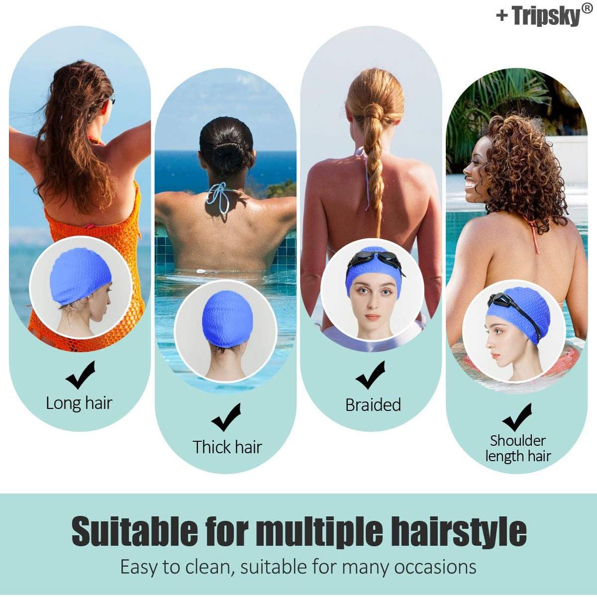 Gorro de Natación de Silicona Tripsky Unisex Azul Oscuro