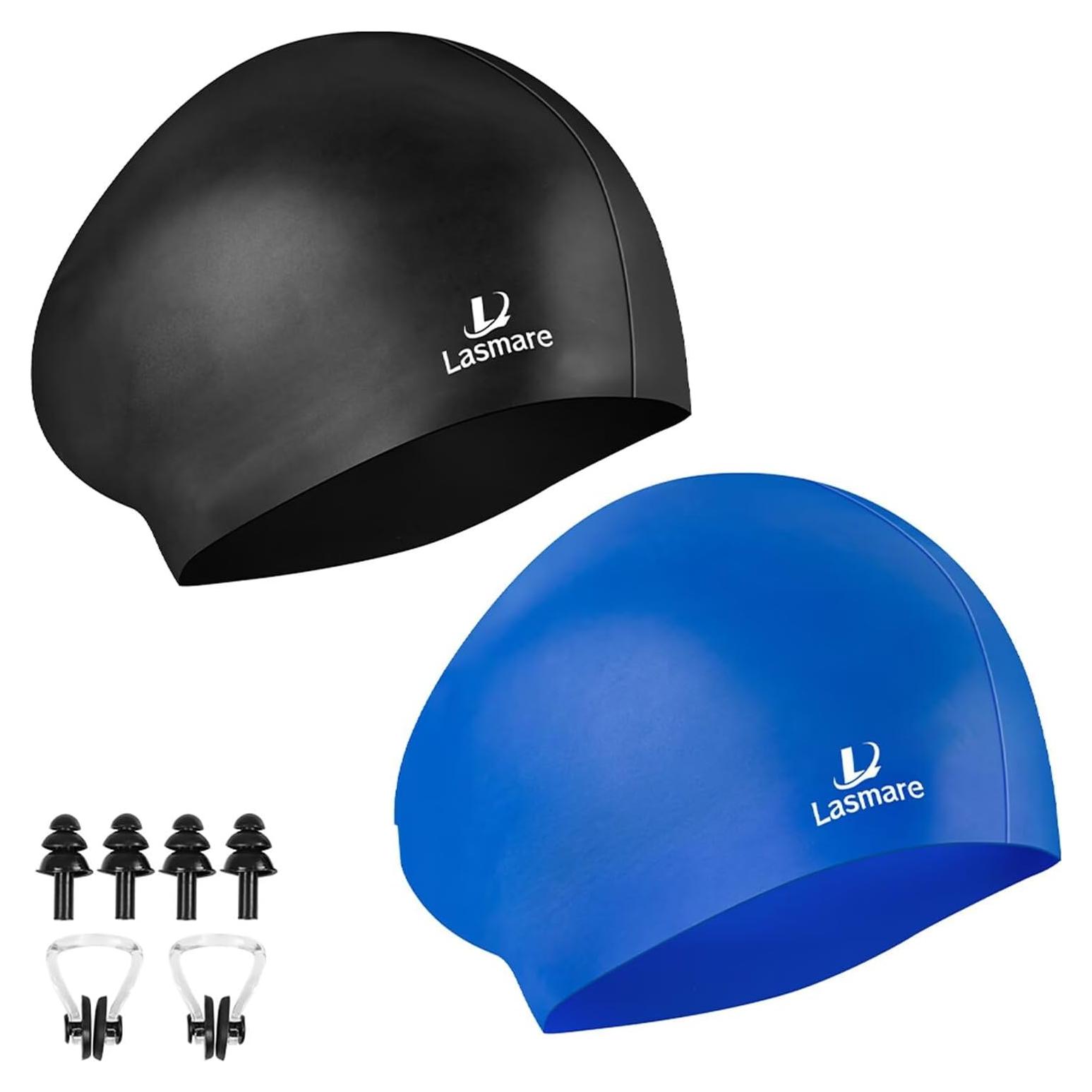 Gorro de Natación Silicona Lasmare para Cabello Largo - 2 Pcs